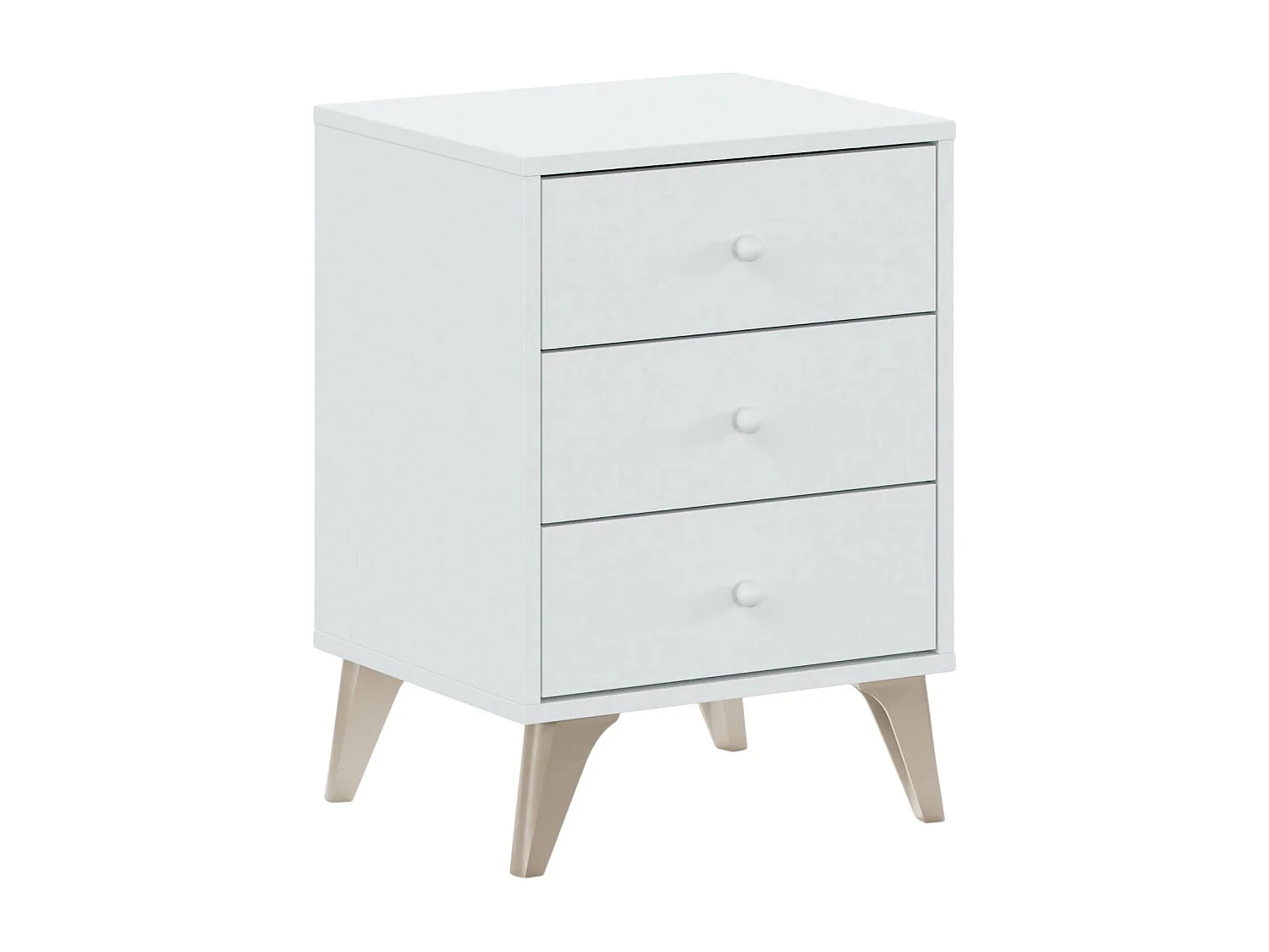 Table de chevet Dmayora, table de chevet 3 tiroirs, Table de chevet, 40x34h56 cm, Blanc et Chêne