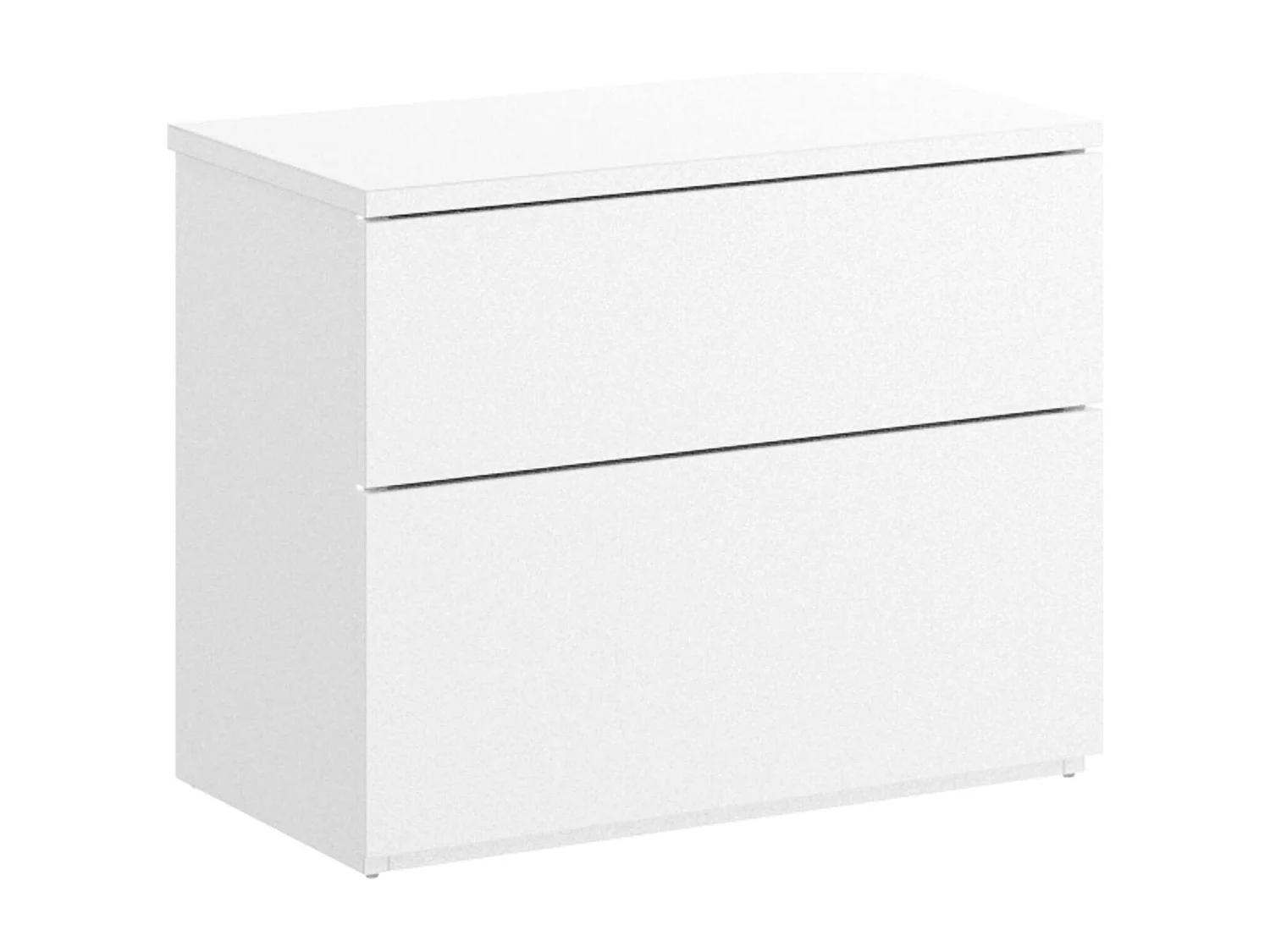 Mesita de noche Ragola, Mesita de noche, Cajonera baja con 2 cajones, 52x34h42 cm, Blanco