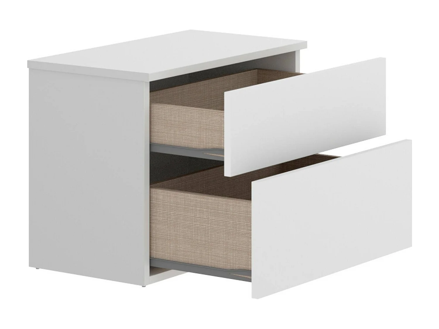 Mesita de noche Ragola, Mesita de noche, Cajonera baja con 2 cajones, 52x34h42 cm, Blanco