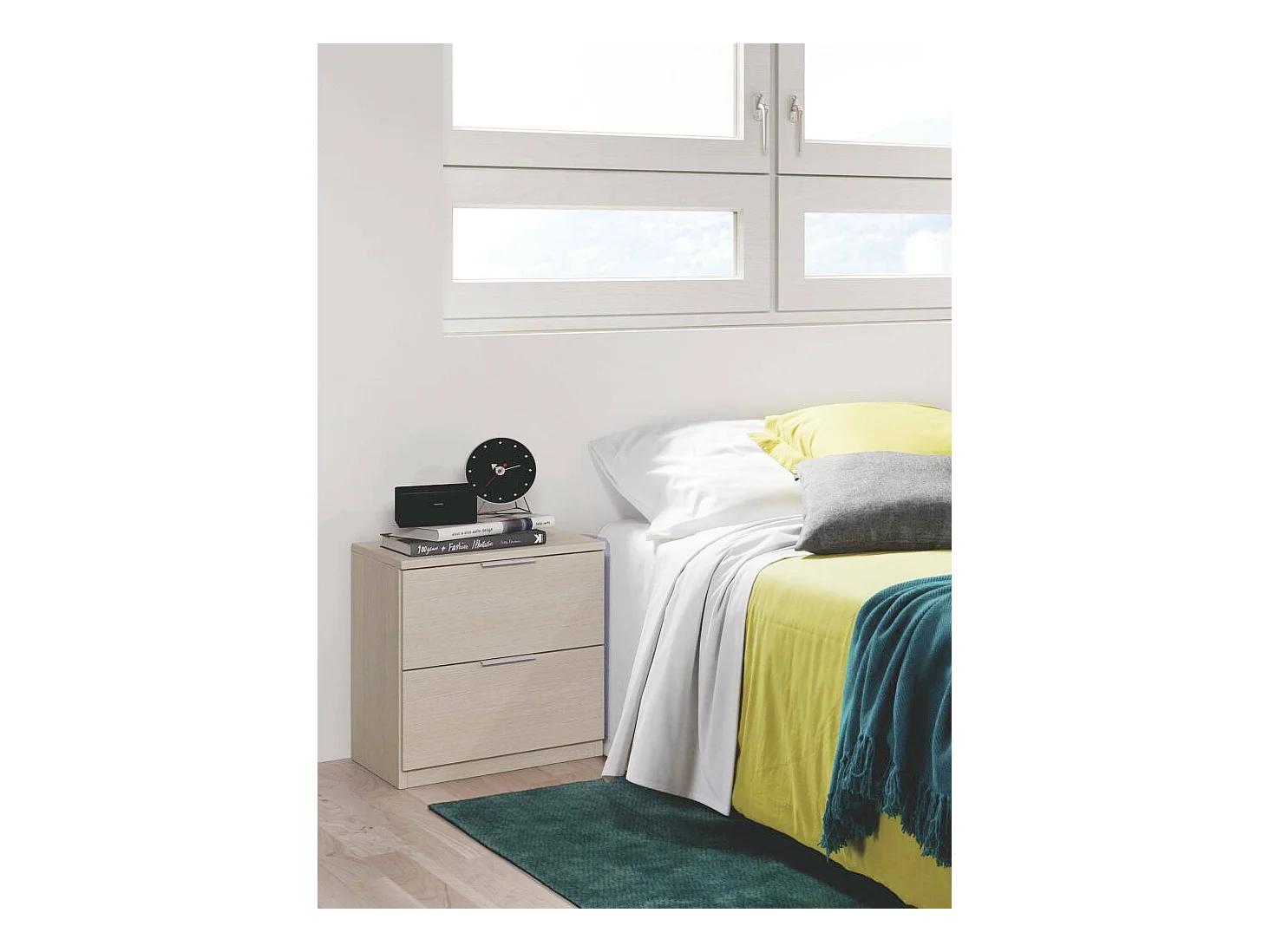 Mesa de cabeceira Dmila, Mesa de cabeceira moderna com 2 gavetas, Mesa de cabeceira, Cômoda baixa para quarto, 38x34h45 cm, Carvalho