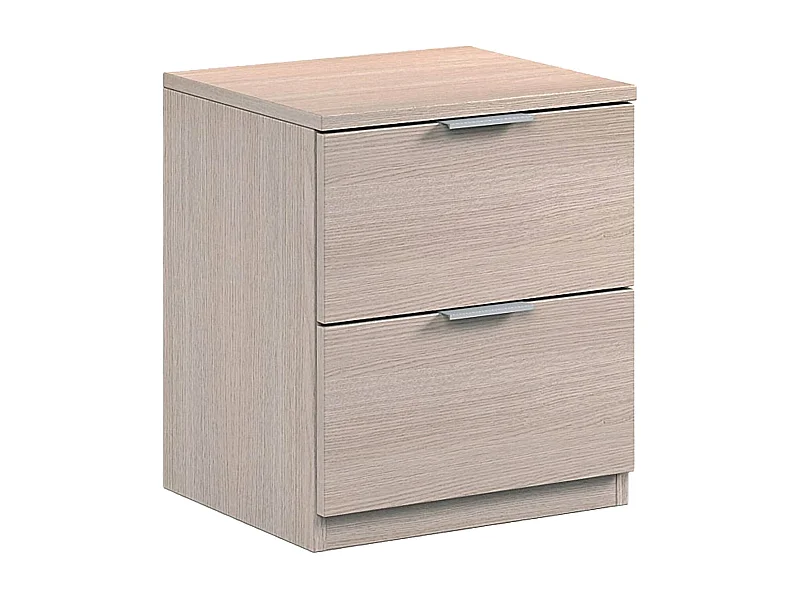 Table de chevet Dmila, Table de chevet moderne avec 2 tiroirs, Table de nuit, Commode basse pour chambre, 38x34h45 cm, Chêne