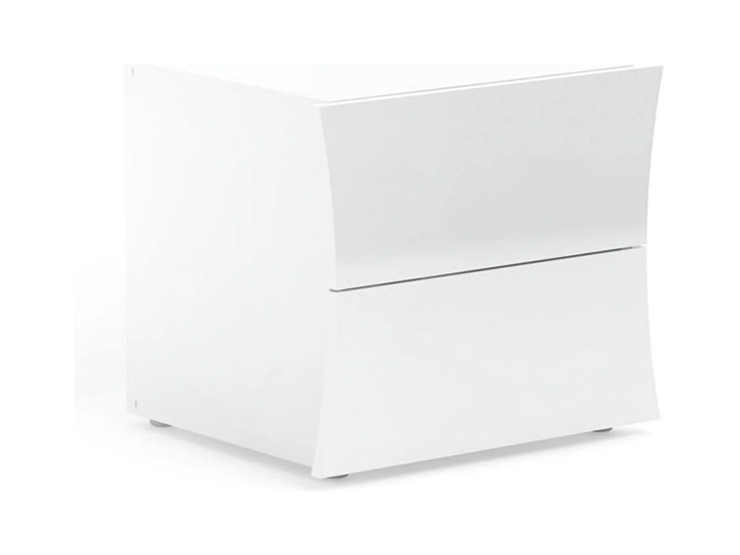 Table de chevet Dluki, Table de nuit avec 2 tiroirs, Armoire de chambre, 100% Made in Italy, 50x40h41 cm, Blanc brillant
