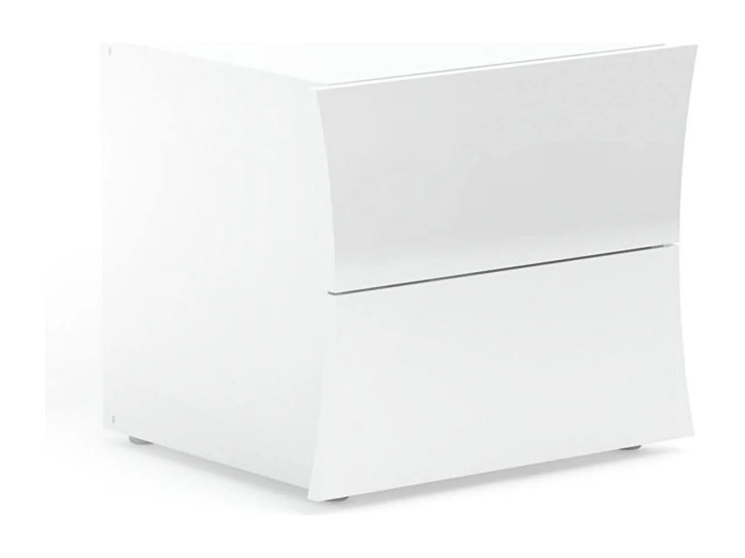 Table de chevet Dluki, Table de nuit avec 2 tiroirs, Armoire de chambre, 100% Made in Italy, 50x40h41 cm, Blanc brillant