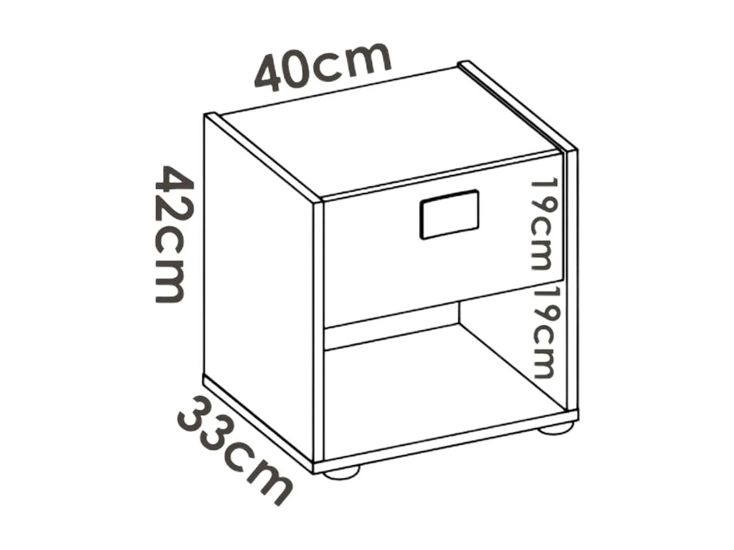 Comodino Artica, 2 Ripiani, 33x40x42h cm Bianco