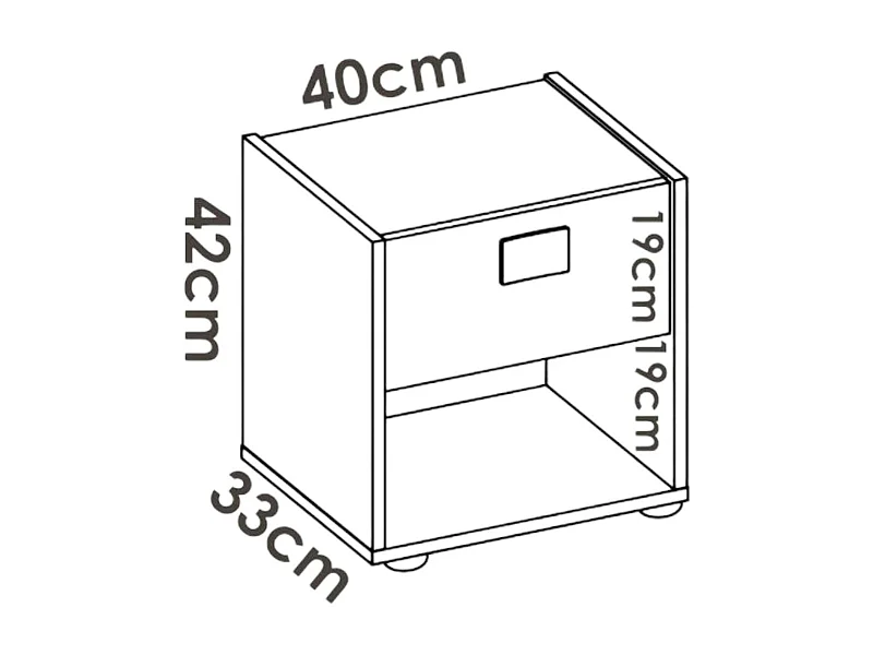 Dmora - Comodino Artica, 40x33h42 cm, Bianco e Rovere