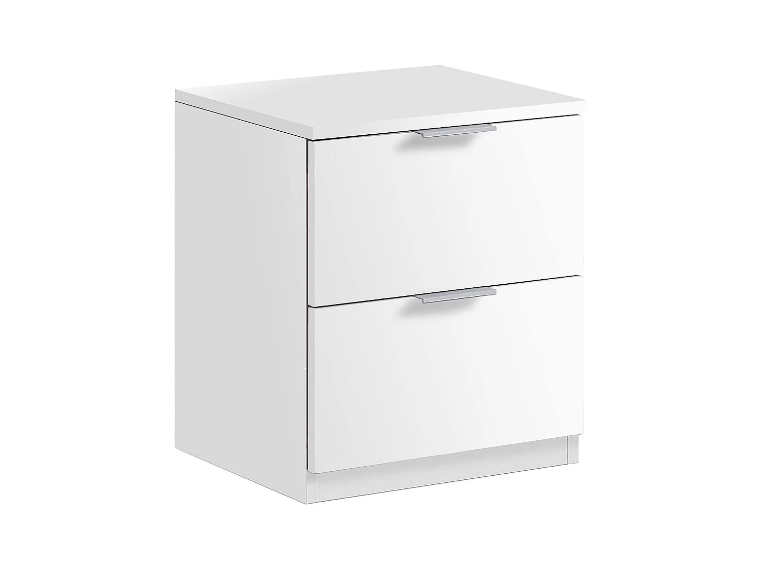 Table de chevet Dmila, Table de chevet moderne avec 2 tiroirs, Table de nuit, Commode basse pour chambre, 38x34h45 cm, Blanc