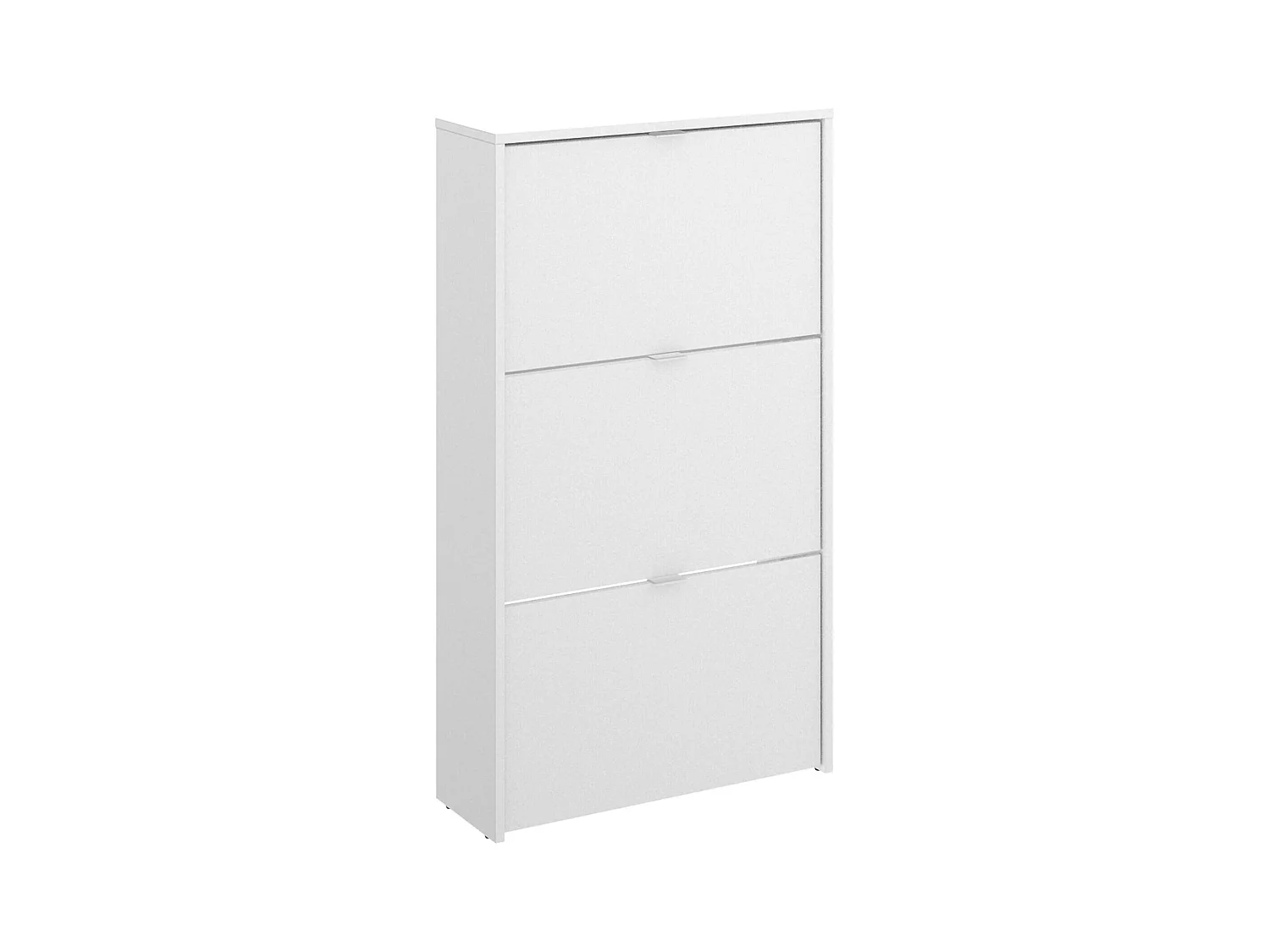 Vignole étagère à chaussures, étagère à chaussures d'entrée peu encombrante, meuble à chaussures avec 3 portes pliantes, 61x25h113 cm, Blanc