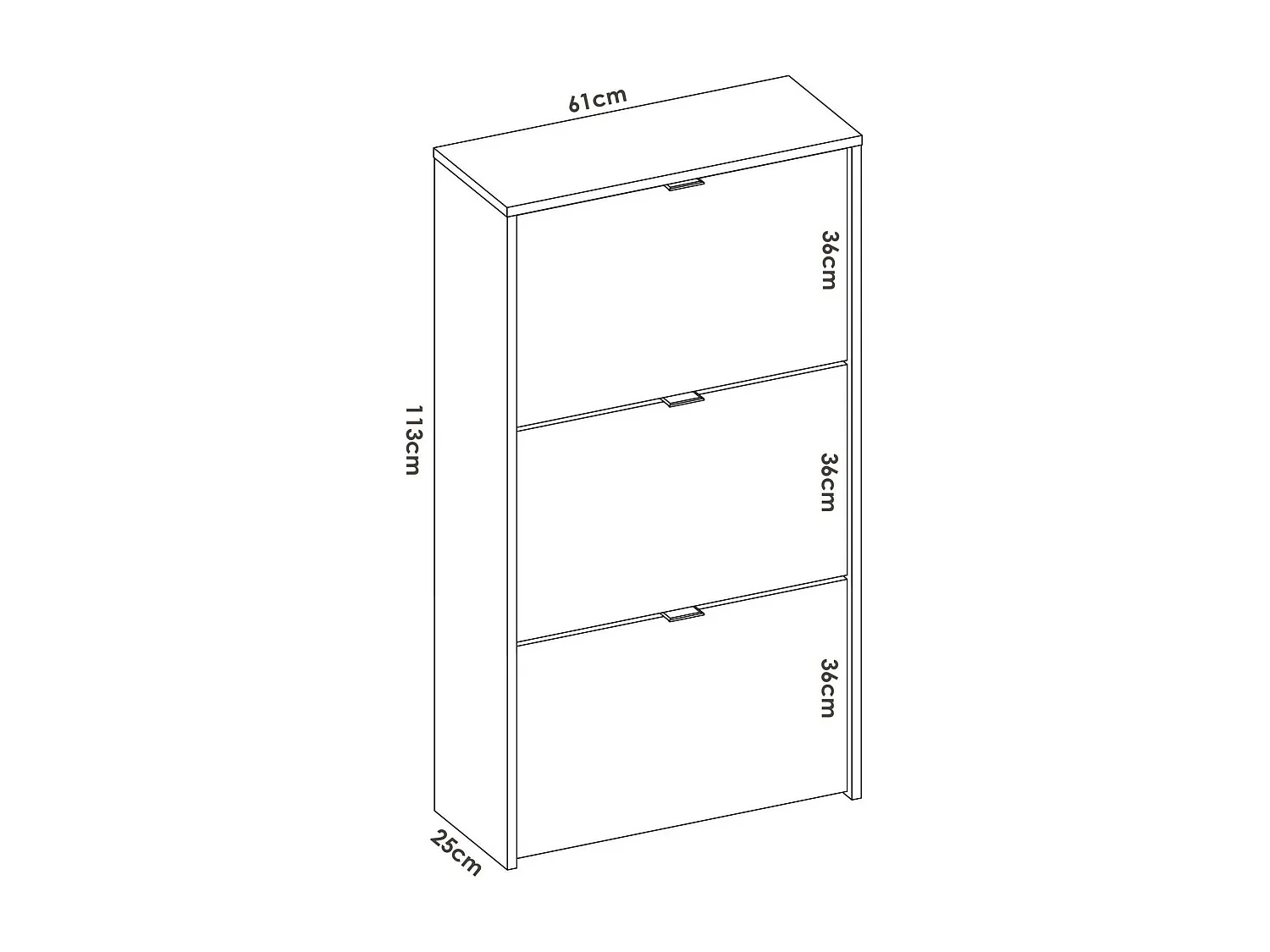 Vignole étagère à chaussures, étagère à chaussures d'entrée peu encombrante, meuble à chaussures avec 3 portes pliantes, 61x25h113 cm, Blanc