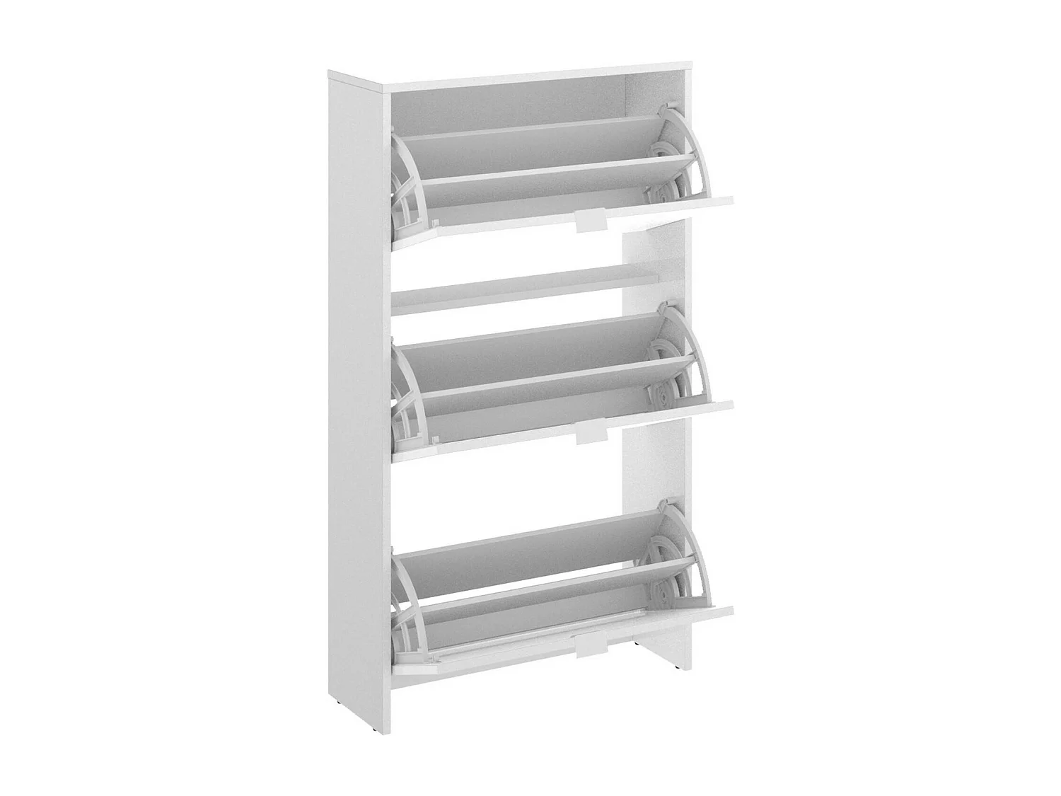 Vignole étagère à chaussures, étagère à chaussures d'entrée peu encombrante, meuble à chaussures avec 3 portes pliantes, 61x25h113 cm, Blanc