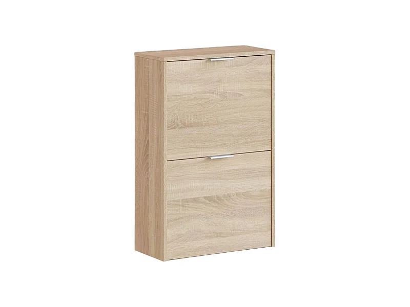 Étagère à chaussures Valdosta, Étagère à chaussures peu encombrante avec 2 portes, Étagère à chaussures d'entrée, Armoire à chaussures, 50x22h76 cm, Chêne