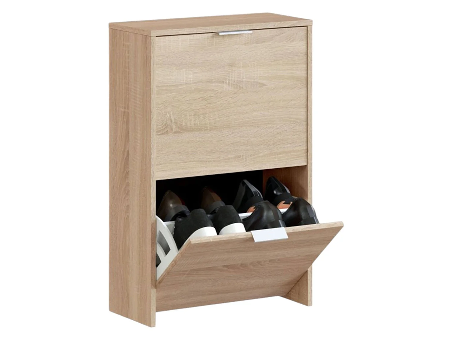 Zapatero Valdosta, Zapatero que ahorra espacio con 2 puertas, Zapatero de entrada, Armario zapatero, 50x22h76 cm, Roble