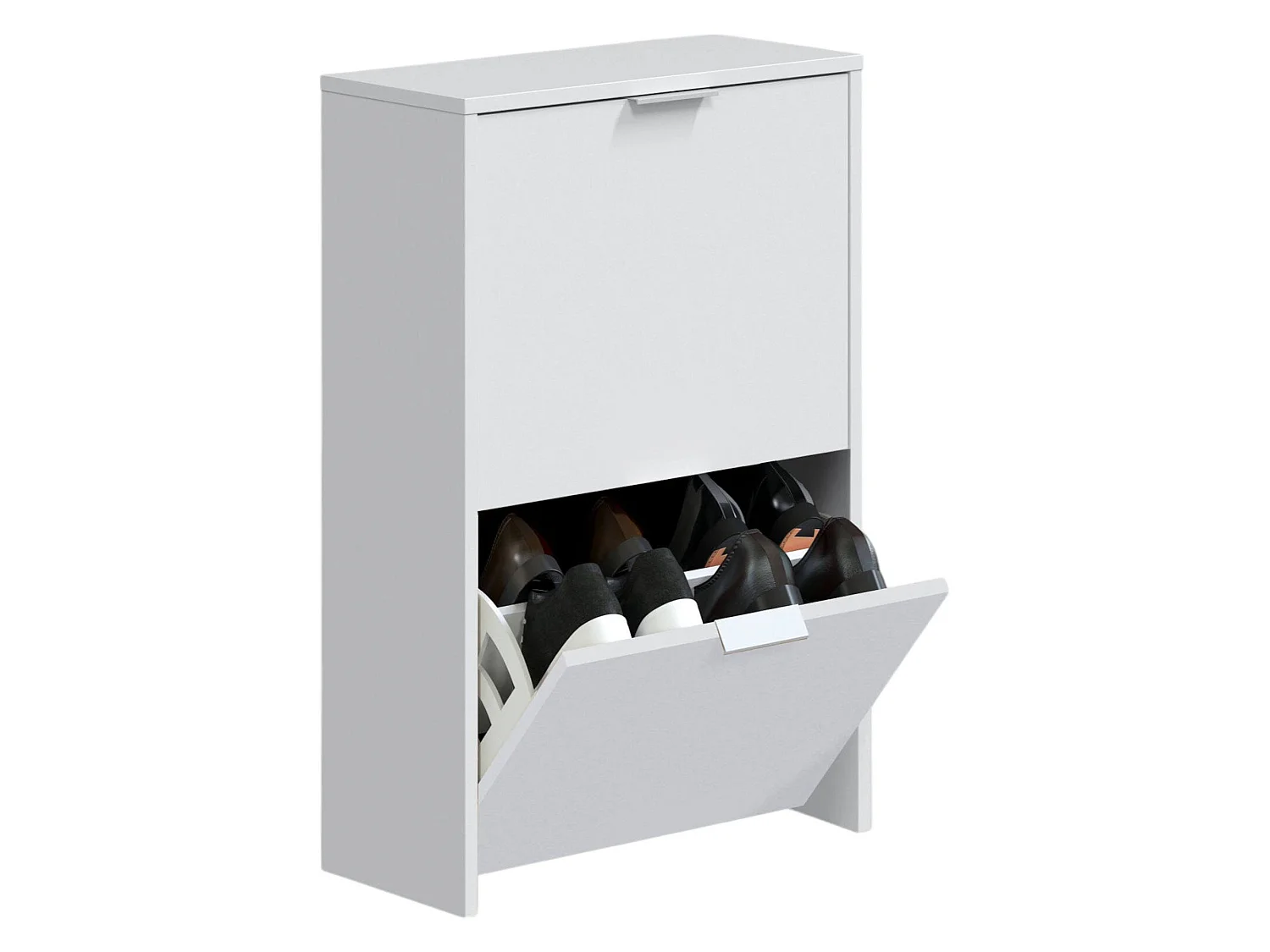 Zapatero Valdosta, Zapatero que ahorra espacio con 2 puertas, Zapatero de entrada, Armario zapatero, 50x22h76 cm, Blanco