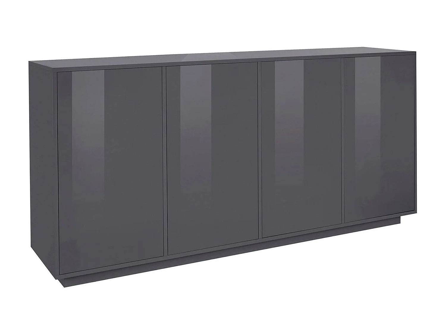 Virgilio dressoir, 4-deurs keukendressoir, Woonkamerbuffet, 100% Made in Italy, 180x41h86 cm, Glanzend antraciet