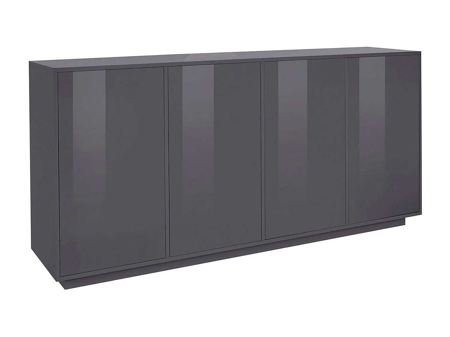 Dmora Credenza Virgilio 41.4x180.1x86h cm Nero Antracite Lucido 2 Ripiani 4 Ante, Madia Apertura Battente Made in Italy