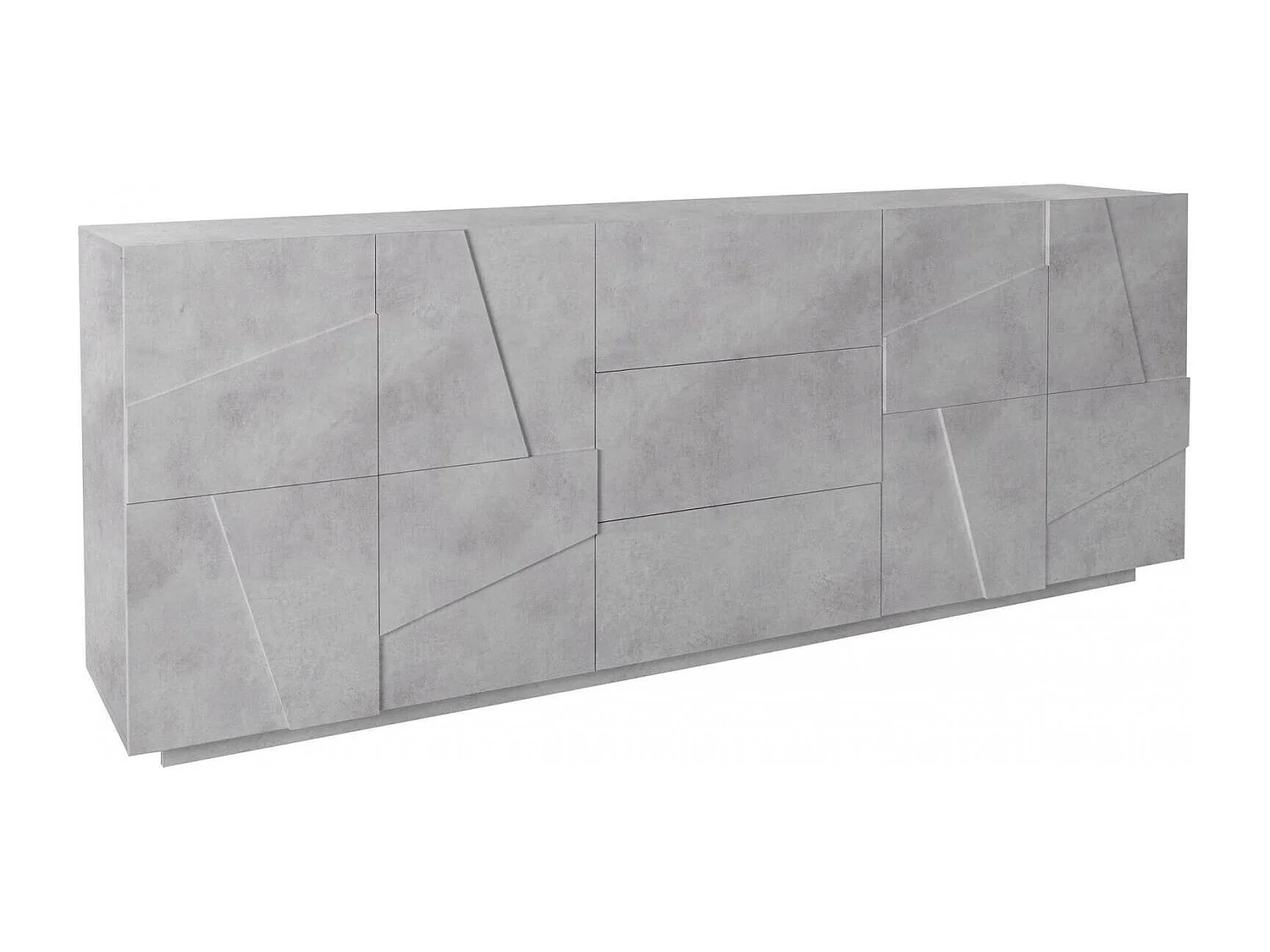 Aparador de pedreiro, Aparador de cozinha com 4 portas e 3 gavetas, Buffet de sala, 100% Fabricado na Itália, 224x44h86 cm, Cimento