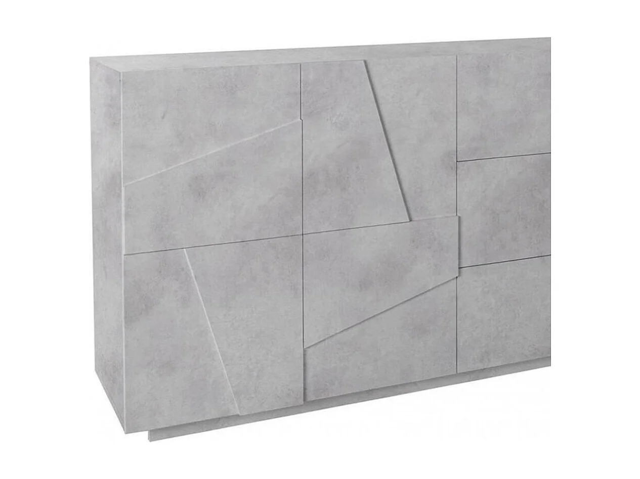 Aparador de pedreiro, Aparador de cozinha com 4 portas e 3 gavetas, Buffet de sala, 100% Fabricado na Itália, 224x44h86 cm, Cimento