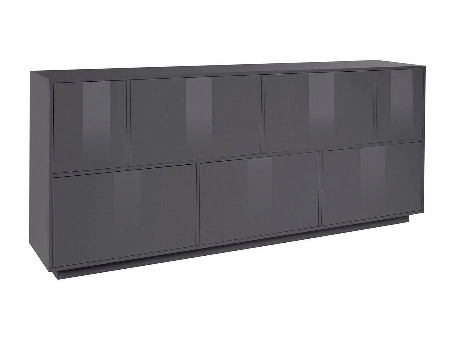 Buffet Virginio, Buffet de cuisine 7 portes, Buffet de salon, 100% Made in Italy, 200x41h86 cm, Anthracite Brillant