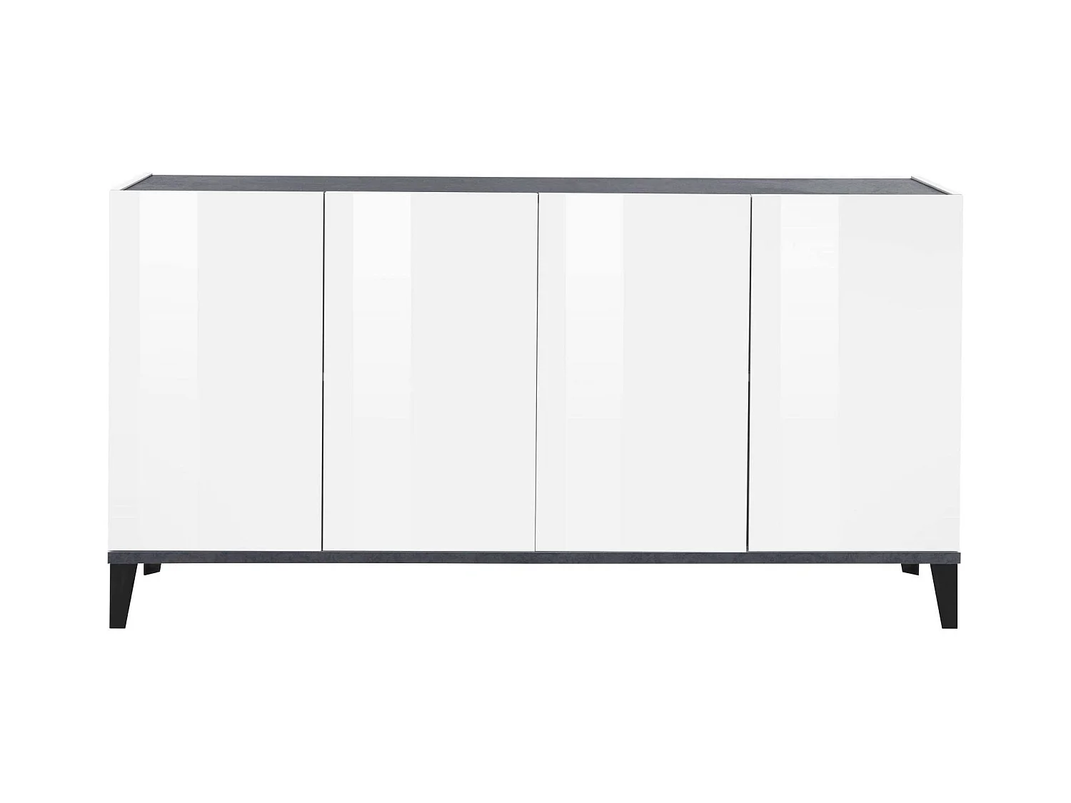 Buffet Dgarzo, Buffet de cuisine 4 portes, Buffet de salon, 100% Made in Italy, 160x40h82 cm, Blanc brillant et ardoise
