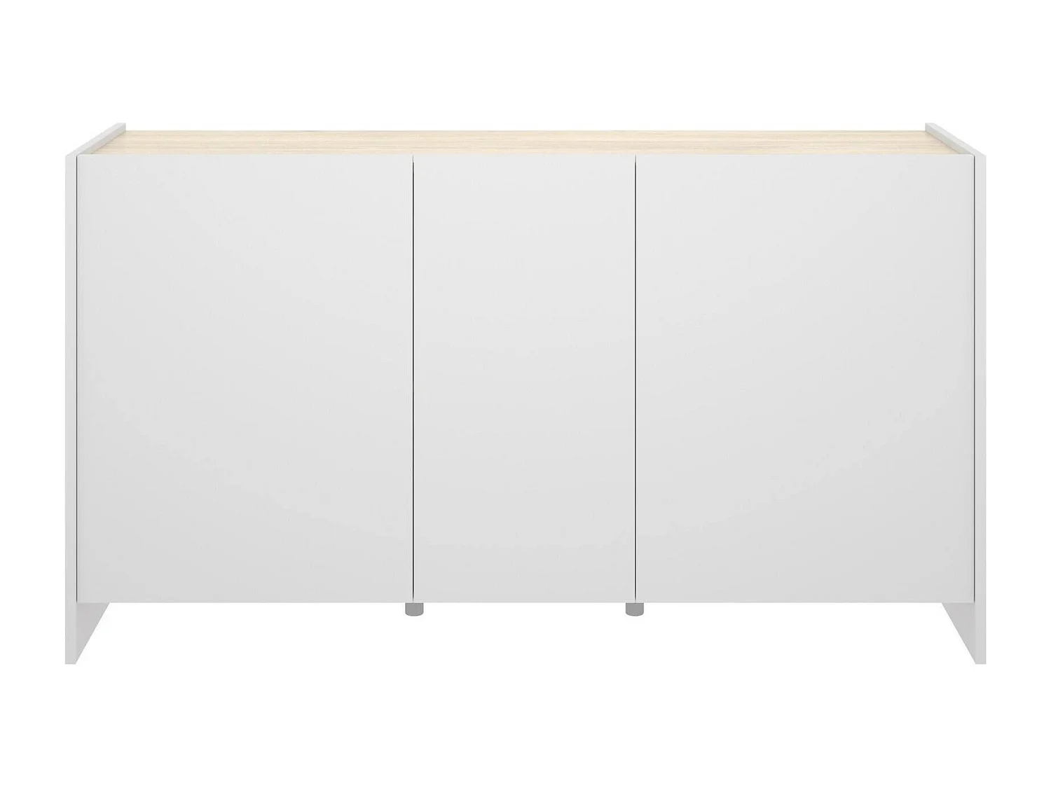 Buffet Calino, Buffet de salon, Buffet de salon moderne avec 3 portes, 138x42h76 cm, Blanc et Chêne