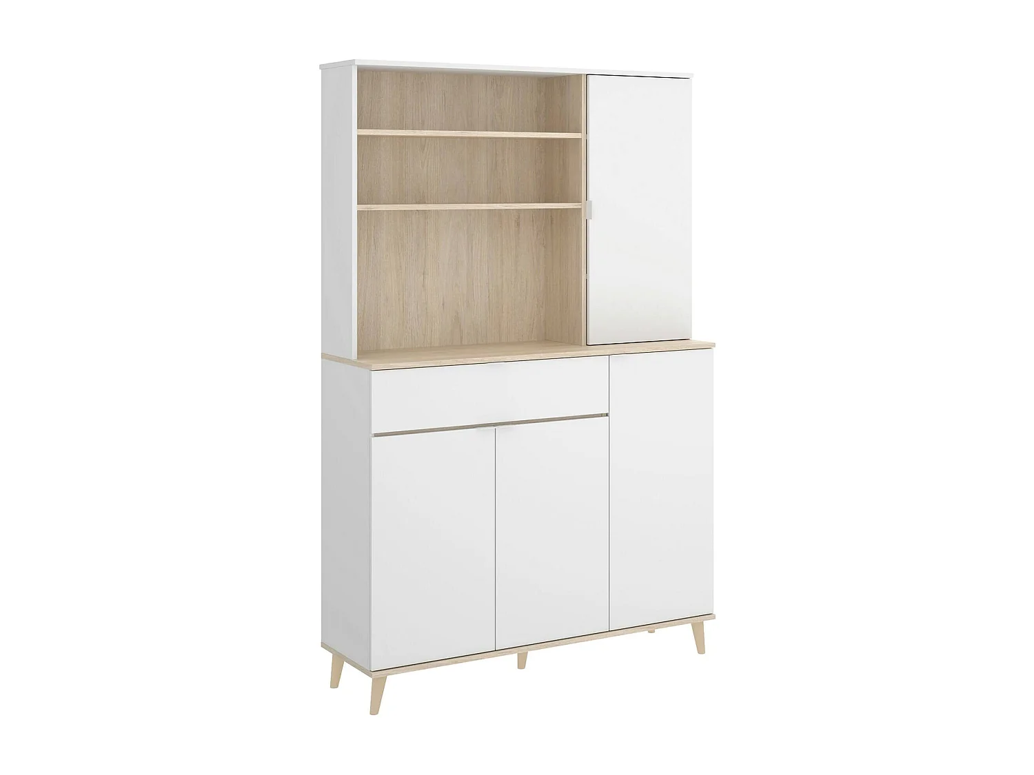 Dmora - Credenza Aeris, 120x40h191 cm, Bianco e Rovere