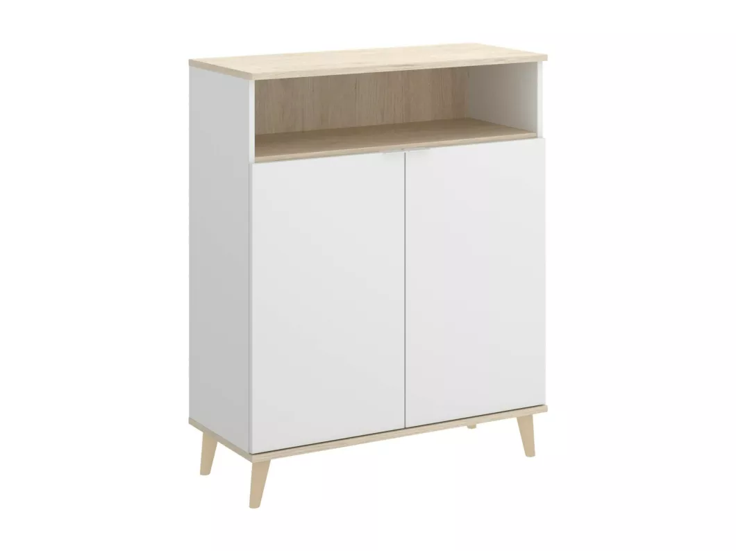 Kauf Unique Sideboard Dmossin, Wohnzimmer-Pantry-Buffet, modernes Wohnzimmer-Sideboard mit 2 Türen, 80x40h102 cm, Weiß und Eiche