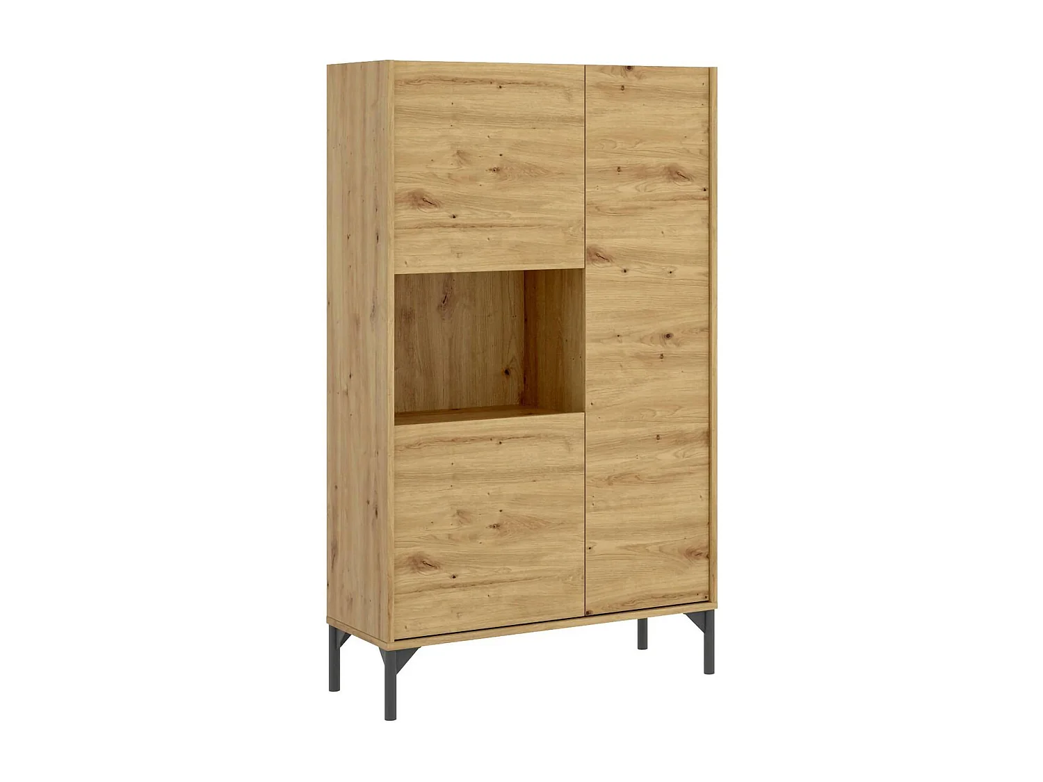 Buffet Boario, Buffet de salon haut, Buffet de salon moderne avec 3 portes, 81x43h135 cm, Chêne Nodi