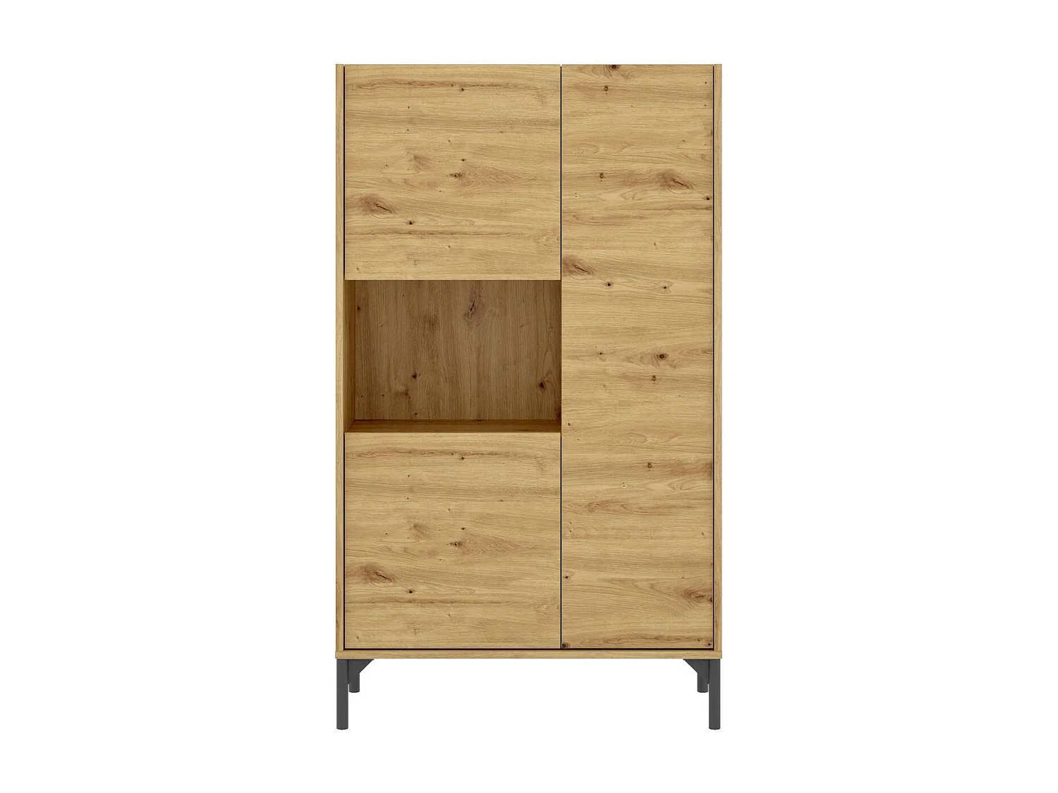 Buffet Boario, Buffet de salon haut, Buffet de salon moderne avec 3 portes, 81x43h135 cm, Chêne Nodi