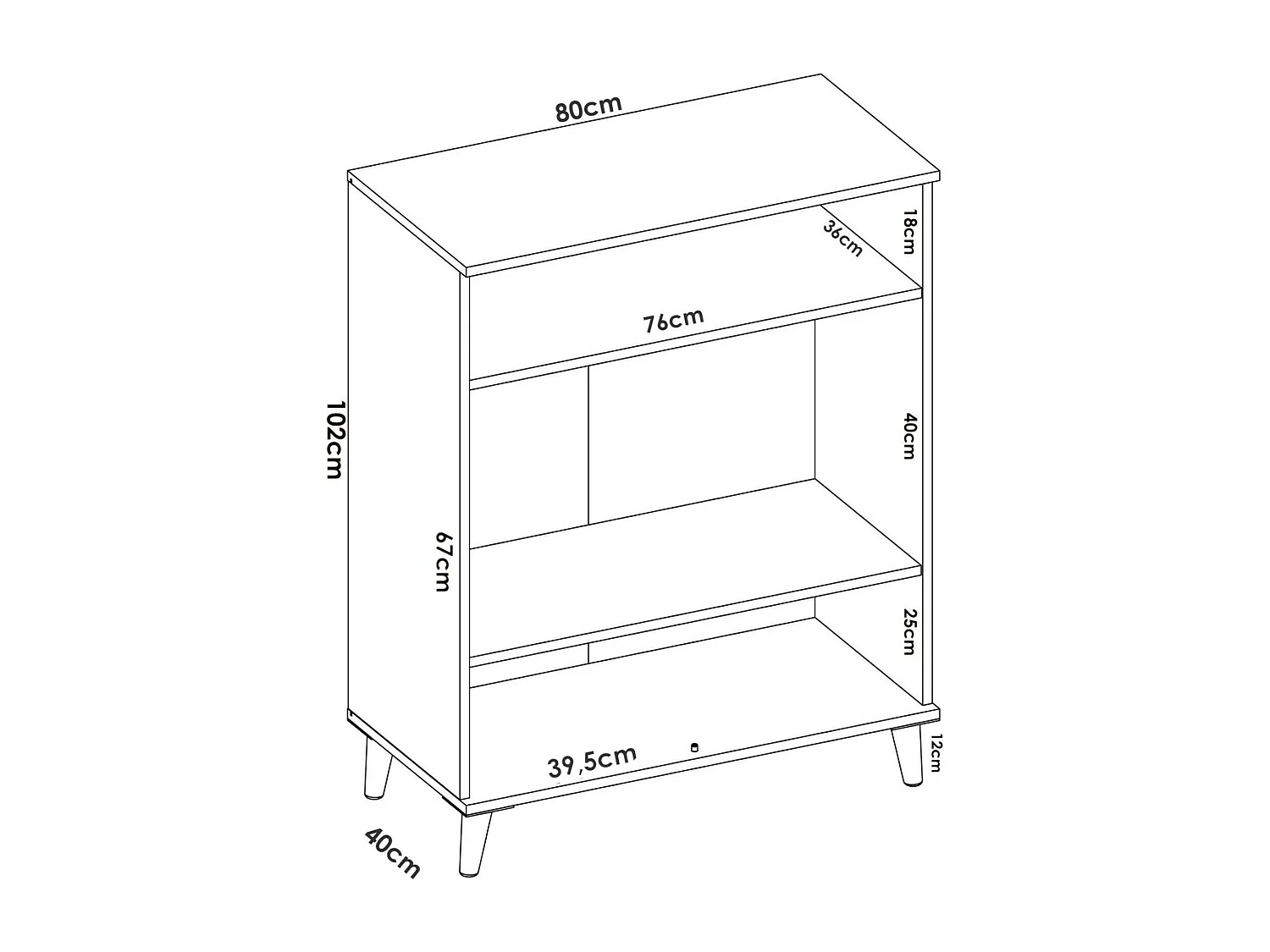 Aparador Varatella, Buffet despensa de sala, Aparador de sala moderno com 2 portas, 80x40h102 cm, Branco e Carvalho