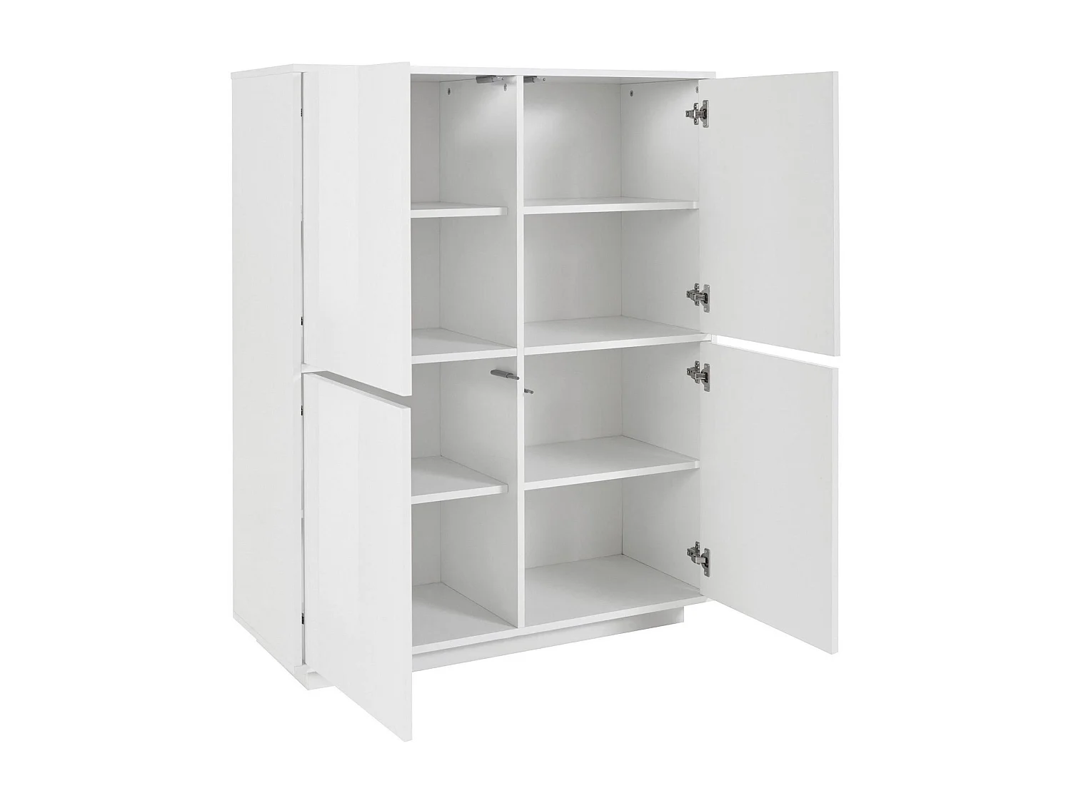 Buffet Zaccaria, Buffet de cuisine 4 portes, Buffet de salon, 100% Made in Italy, 100x41h126 cm, Blanc brillant