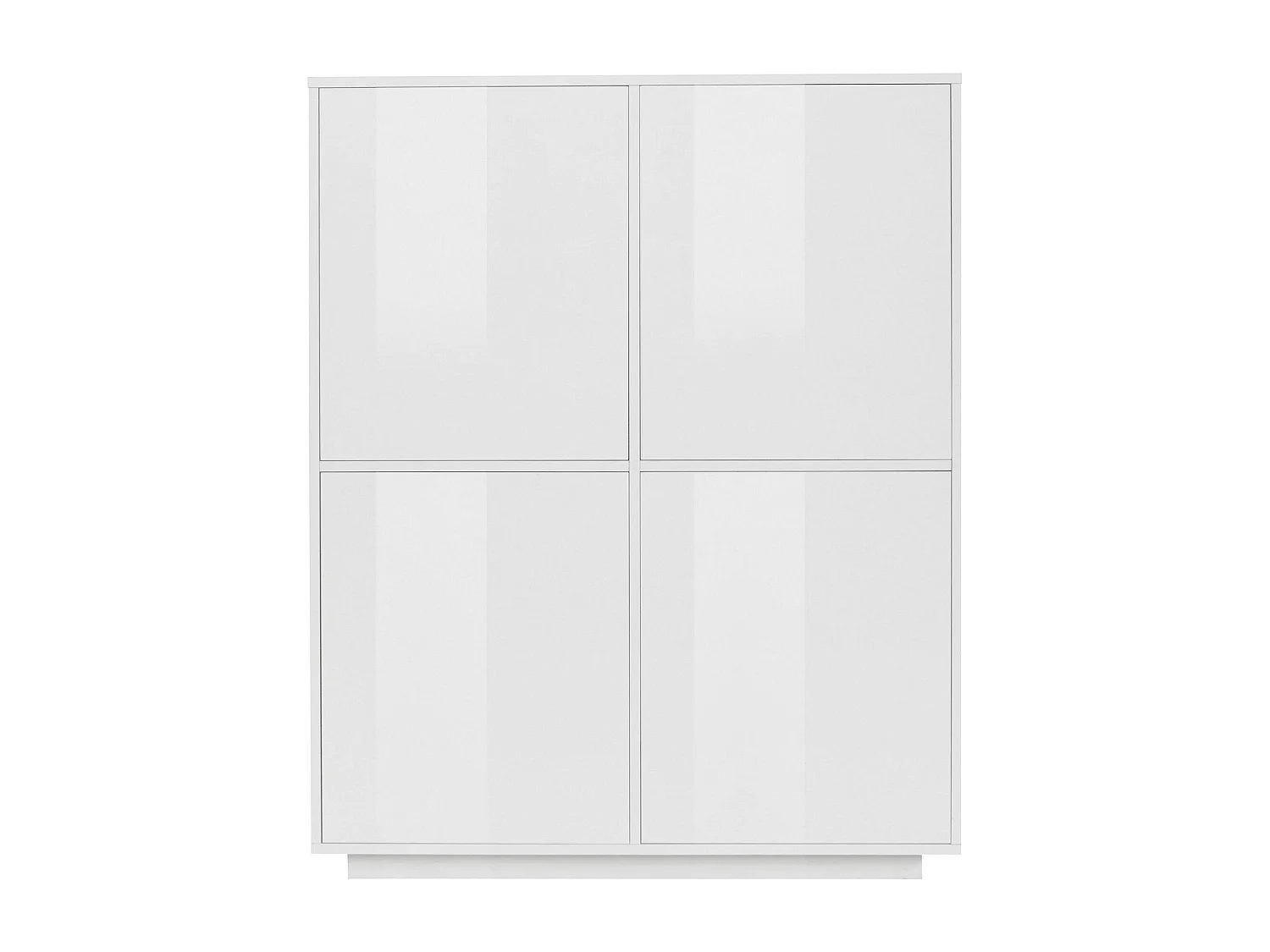 Aparador Zaccaria, Aparador de cocina con 4 puertas, Buffet de salón, 100% Made in Italy, cm 100x41h126, Blanco brillo