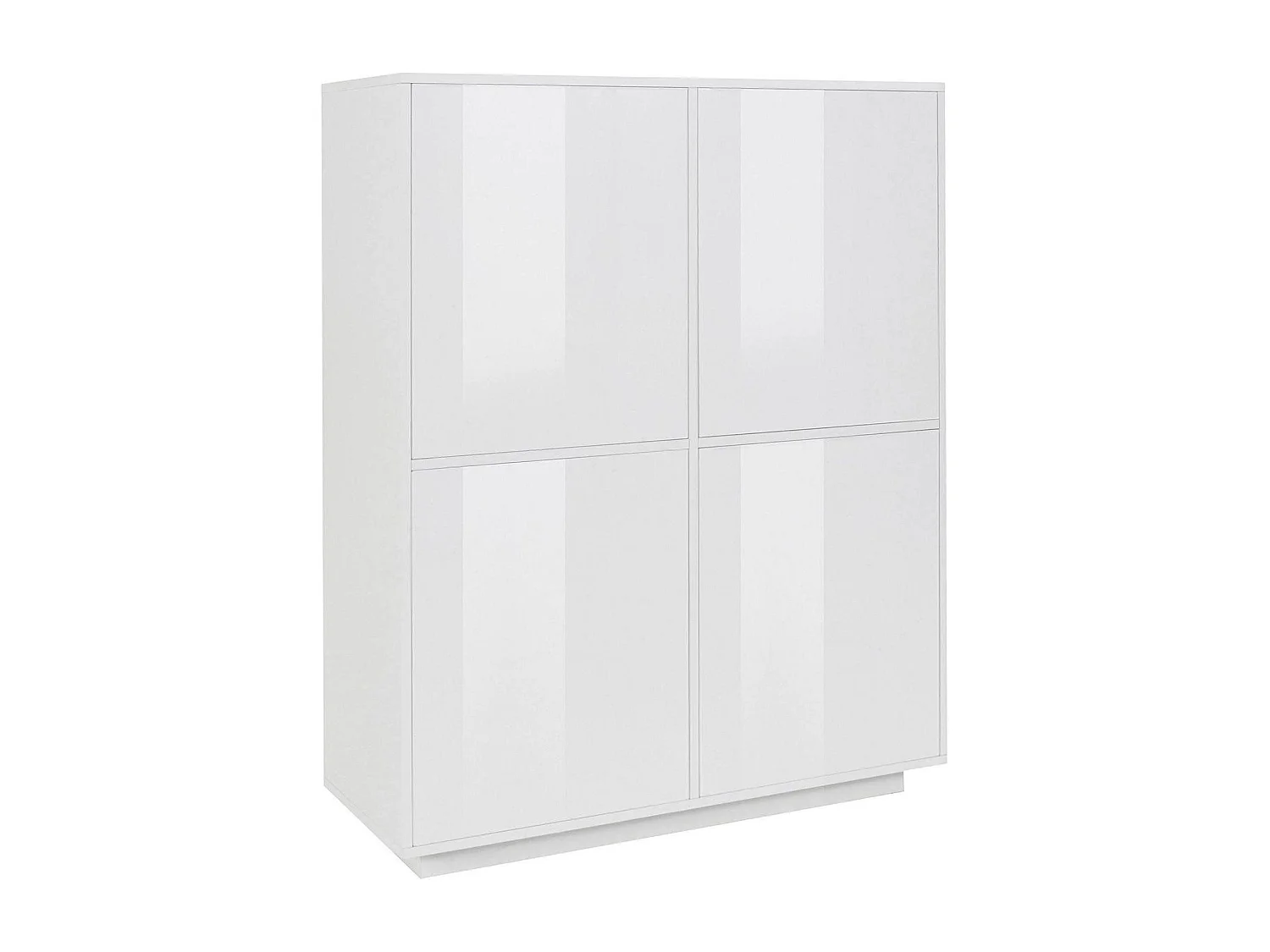 Aparador Zaccaria, Aparador de cocina con 4 puertas, Buffet de salón, 100% Made in Italy, cm 100x41h126, Blanco brillo