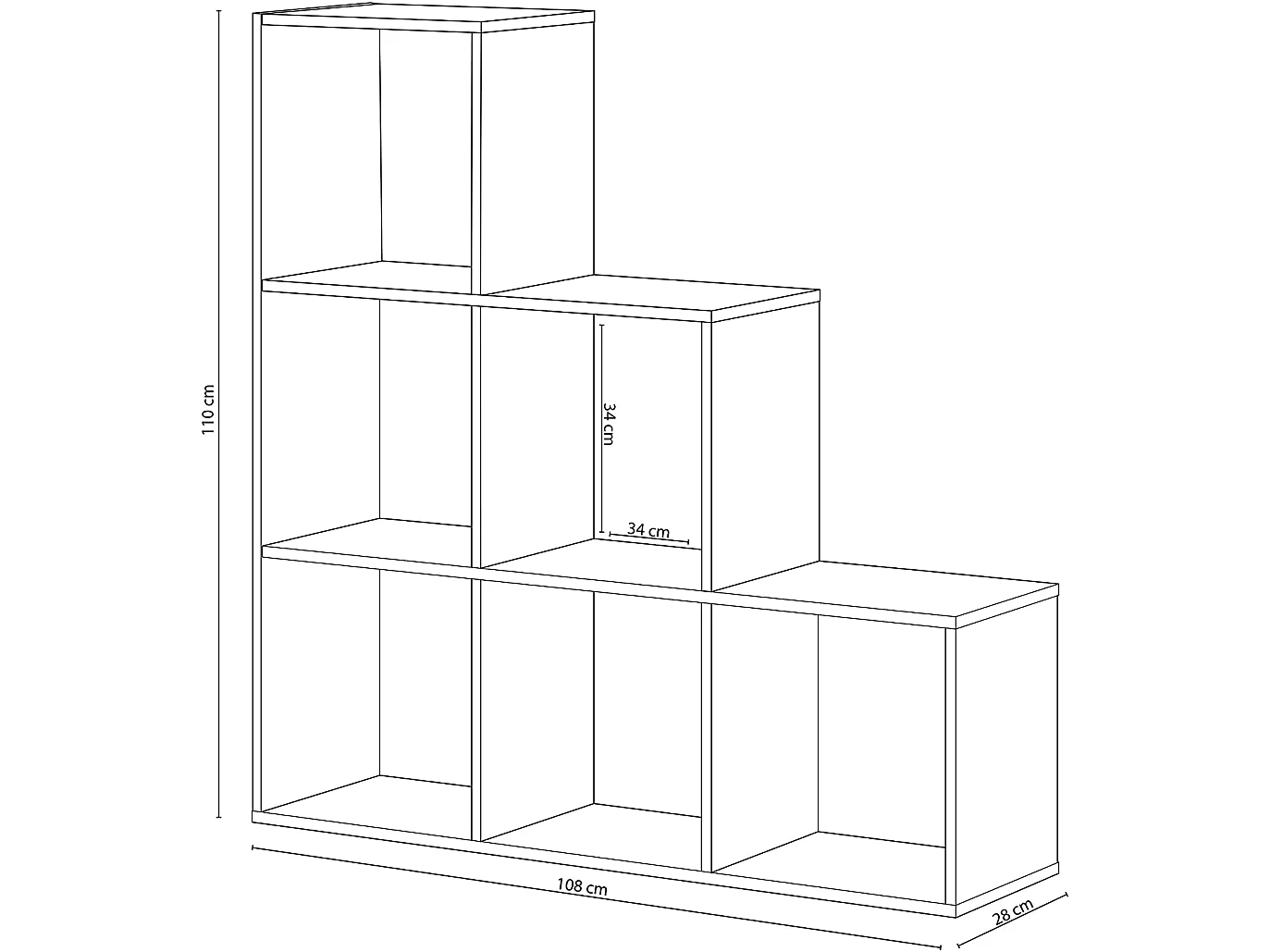 Bibliothèque Dbarth, Bibliothèque double face avec 6 compartiments, Etagère de séparation de bureau, 108x28h110 cm, Blanc et Chêne