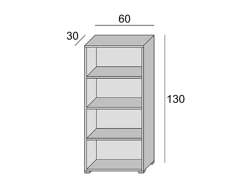 Bibliothèque Ddjuri, Bibliothèque avec 3 étagères réglables, Étagère à livres, Élément mural avec étagères, 100% Made in Italy, 60x30h130 cm, Blanc et Chêne