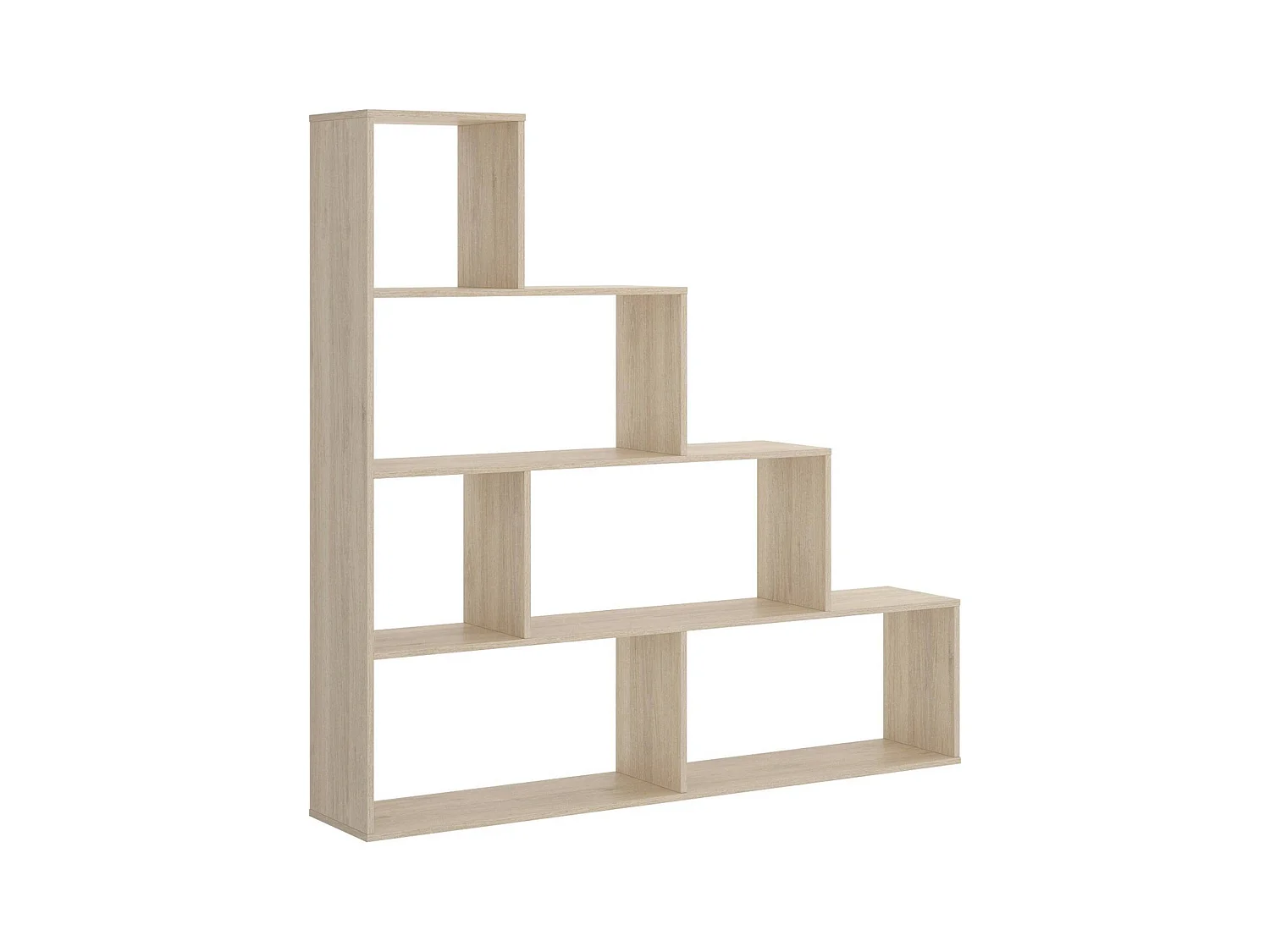 Dmorr boekenkast, Dubbelzijdige boekenkast met 6 planken, Verdeelplank met kantoorvakken, 145x29h145 cm, Eiken