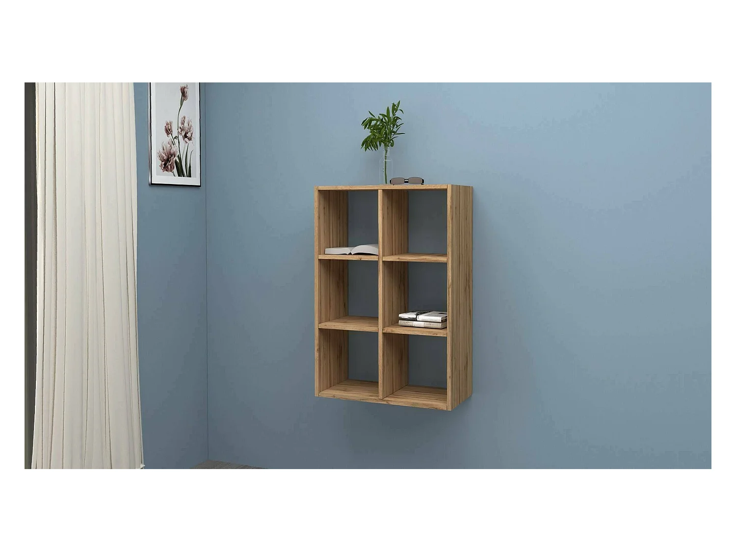 Bibliothèque Rodrigo, Meuble avec étagères, Bibliothèque de bureau, 100% Made in Italy, Chêne, 60x25h90 cm