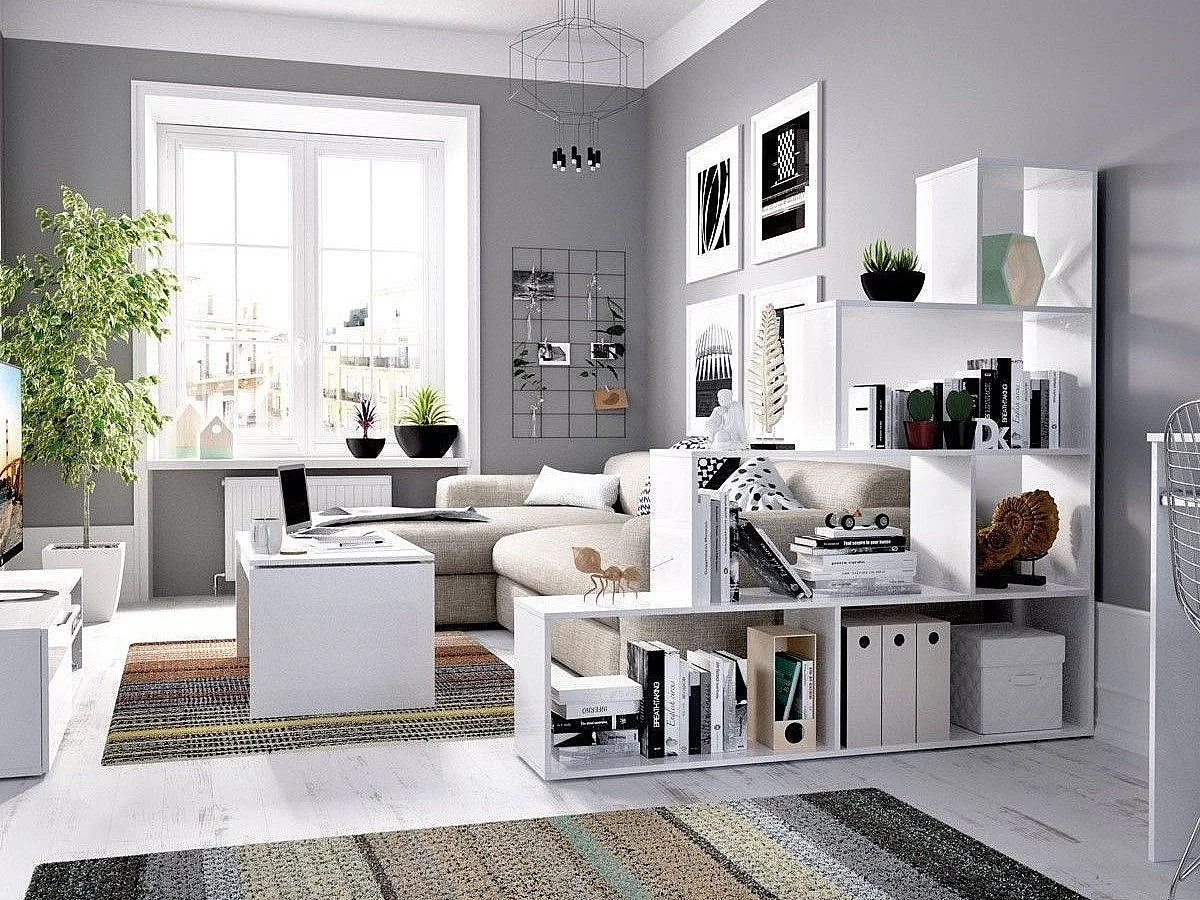 Bücherregal Dleverb, Mehrzweck-Büroregal, Bücherregal mit 6 Regalen, 145 x 29 x 145 cm, WeiÃŸ