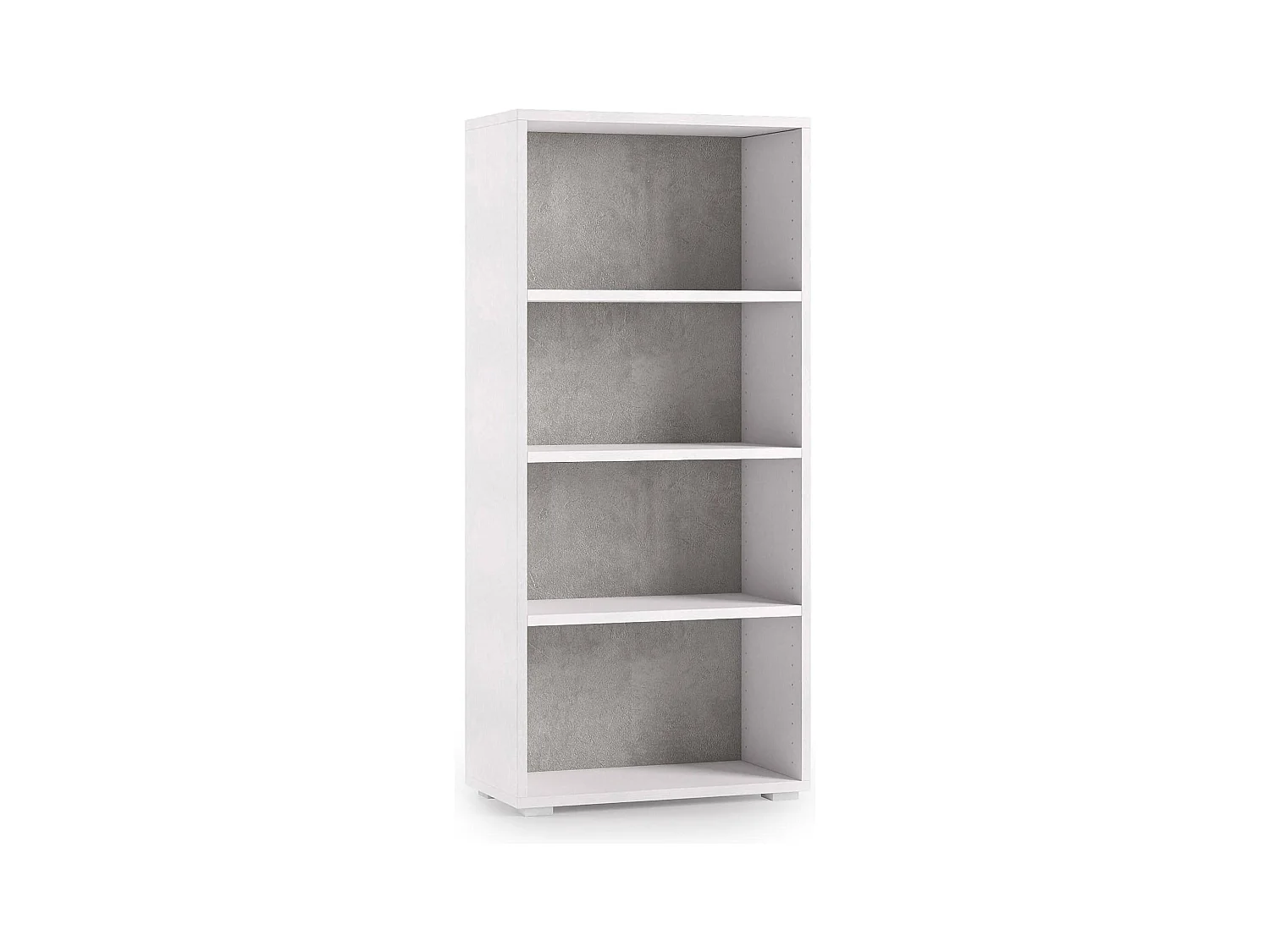 Bibliothèque Ddjuri, Bibliothèque avec 3 étagères réglables, Étagère à livres, Élément mural avec étagères, 100% Made in Italy, 60x30h130 cm, Blanc et Ciment