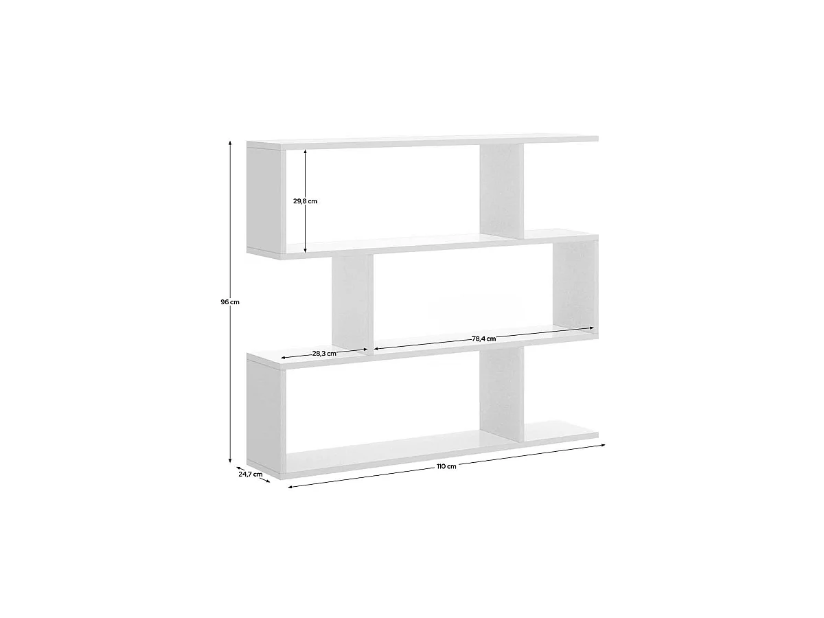 Bibliothèque Djovi, Etagère de bureau polyvalente, Bibliothèque avec 3 étagères, 110x25h96 cm, Chêne