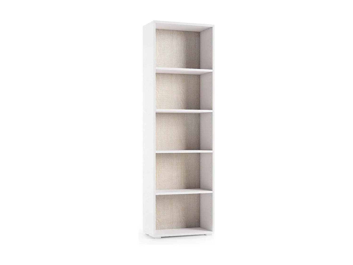 Dmora - Libreria Allevien, 60x30h195 cm, Bianco e Rovere