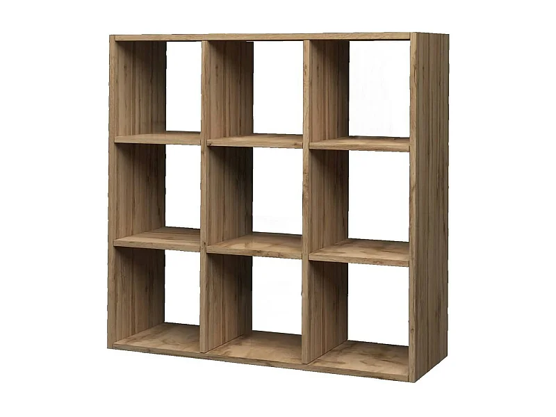 Estante para libros Dmanzar, Mueble con baldas, Biblioteca Office, 100% Made in Italy, Roble, cm 90x25h90
