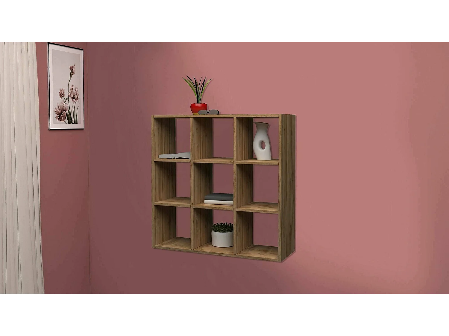Dmanzar boekenkast, Kast met planken, Kantoorbibliotheek, 100% Made in Italy, Eikenhout, 90x25h90 cm