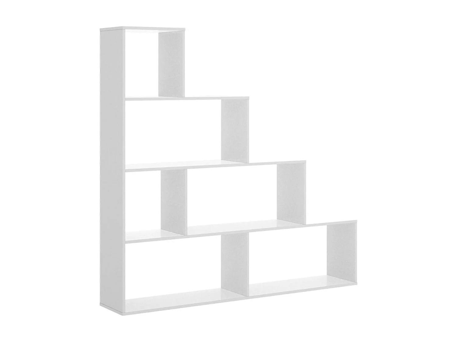 Dmora Boekenkast Orsaro 29x145x145h cm Wit Glanzend 6 Planken, Te Gebruiken Als Kamerscherm, Bibliotheek Houtstructuur