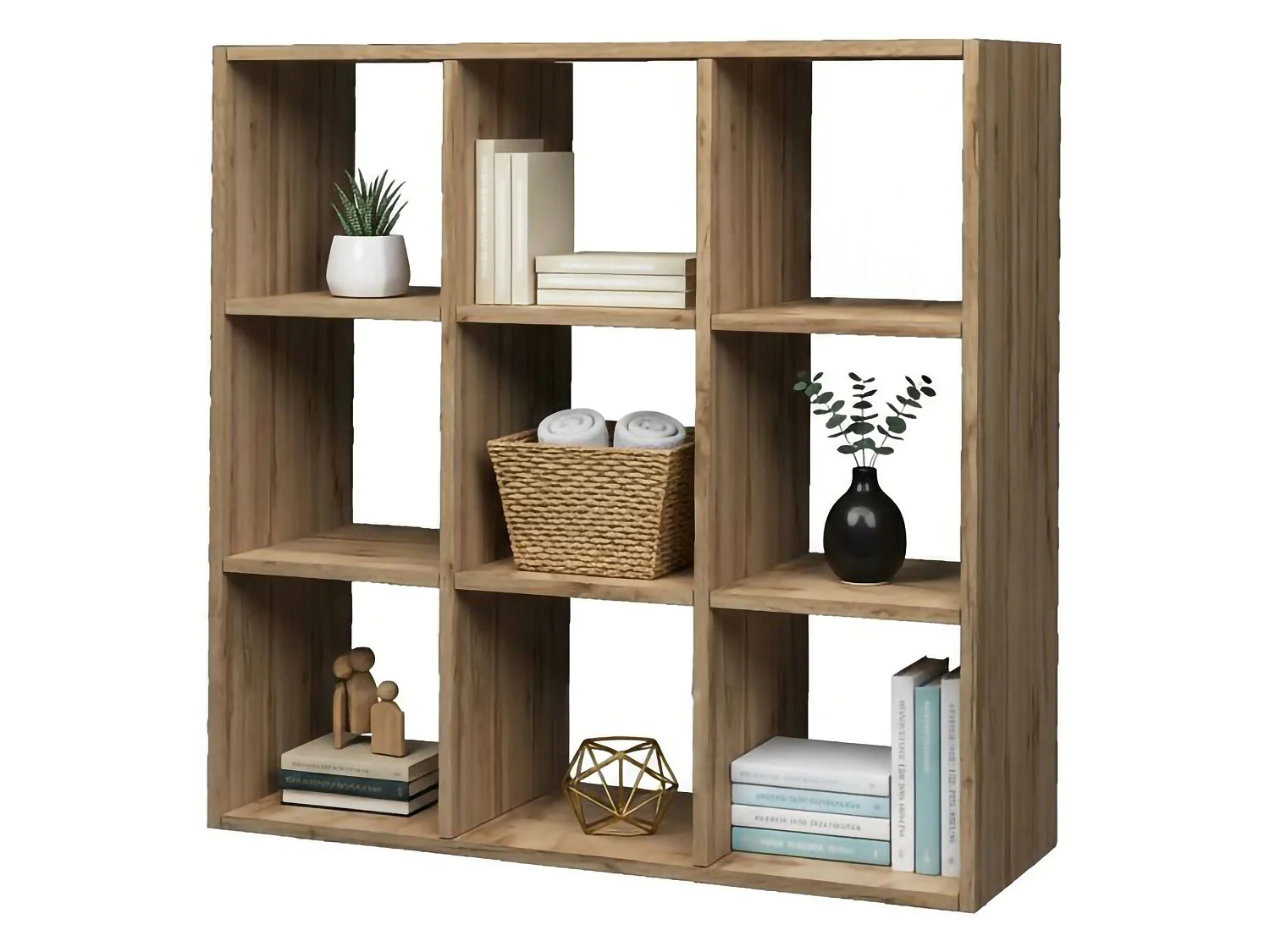 Bücherregal Rodrigo, Schrank mit Regalen, Bürobibliothek, 100% Made in Italy, Eiche, cm 90x25h90