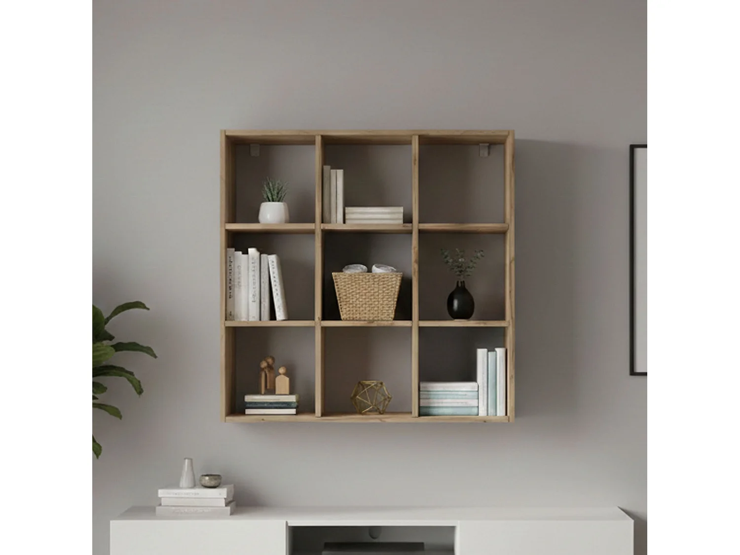 Bücherregal Rodrigo, Schrank mit Regalen, Bürobibliothek, 100% Made in Italy, Eiche, cm 90x25h90