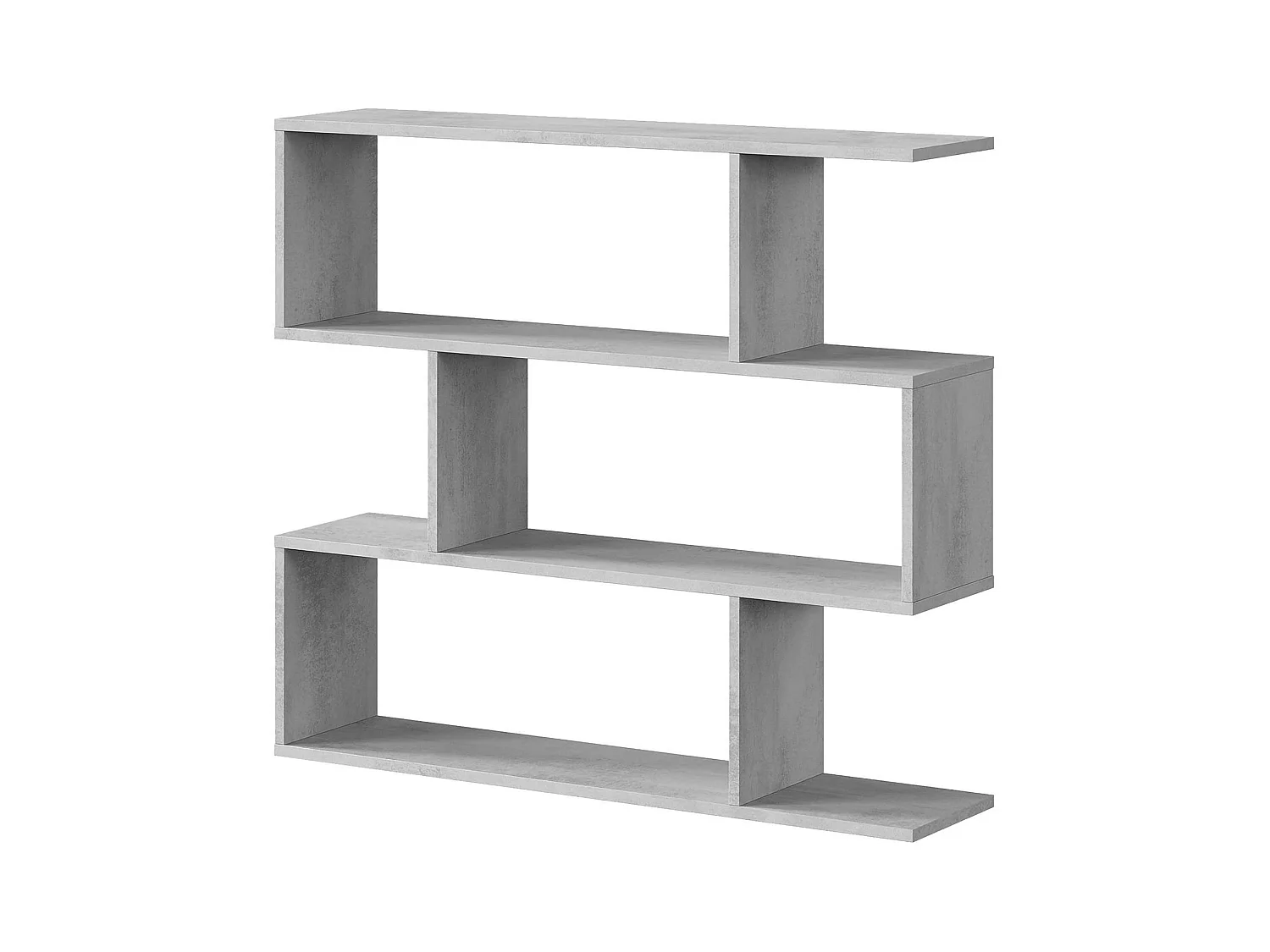 Dfanes boekenkast, Lage dubbelzijdige boekenkast, Plank met drie vakken, Moderne kantoorplank, 110x24h97 cm, Betongrijs
