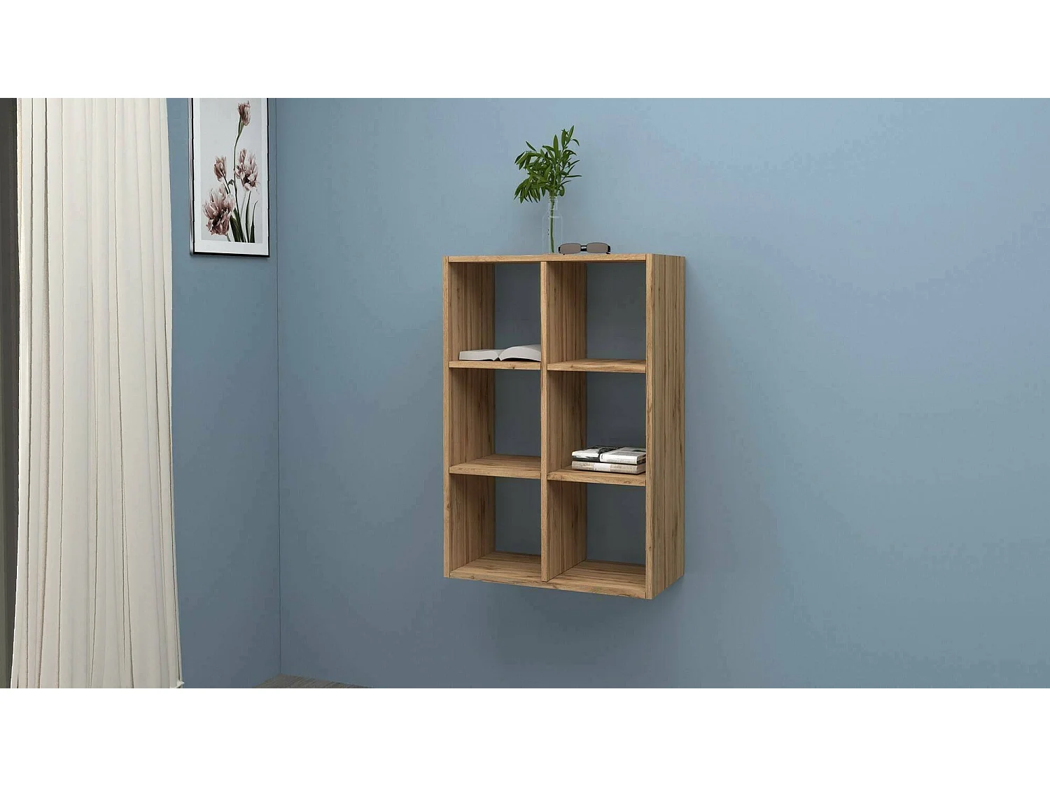 Bücherregal Dmanzar, Schrank mit Regalen, Bürobibliothek, 100% Made in Italy, Eiche, cm 60x25h90