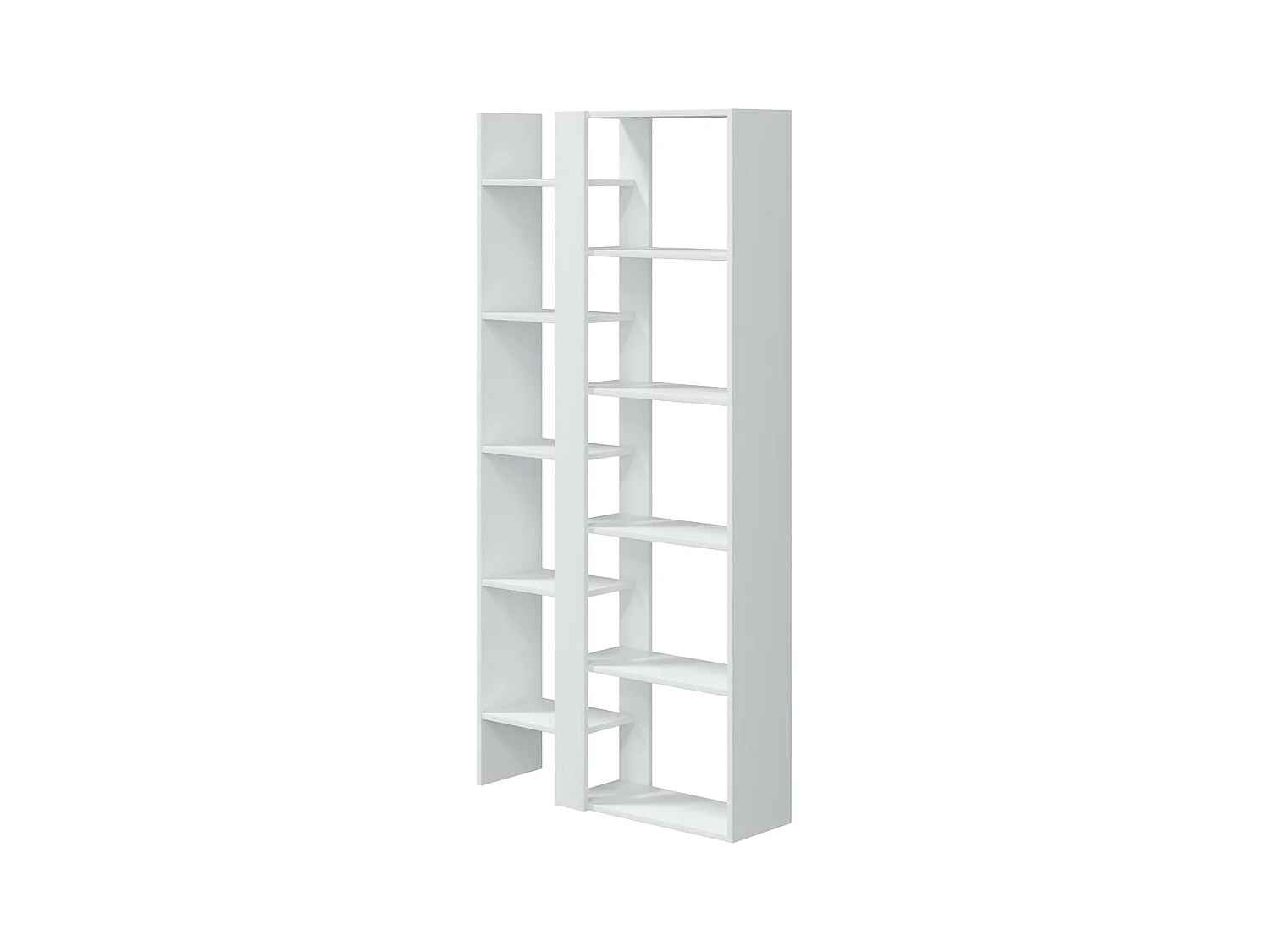 Bücherregal Dnovella, Büroregal mit 11 Regalen, Bücherregal, Bibliothek, 78x25h162 cm, glänzend weiÃŸ