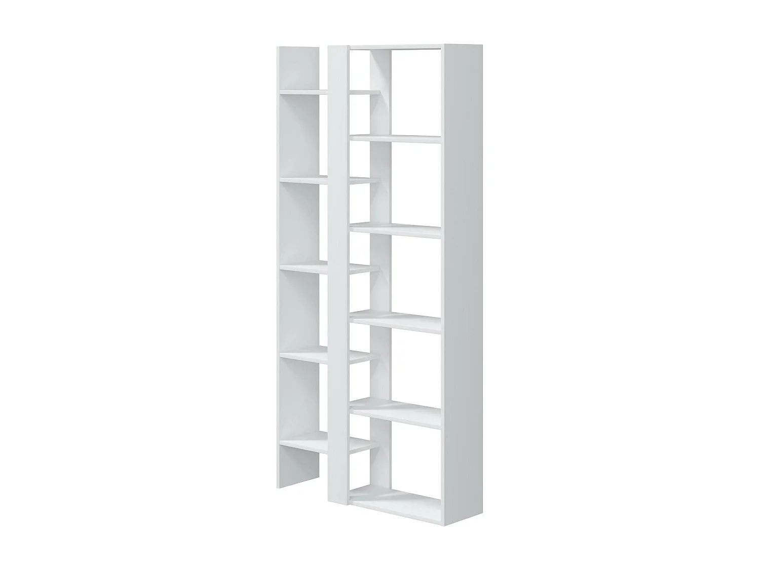 Bücherregal Dnovella, Büroregal mit 11 Regalen, Bücherregal, Bibliothek, 78x25h162 cm, glänzend weiÃŸ