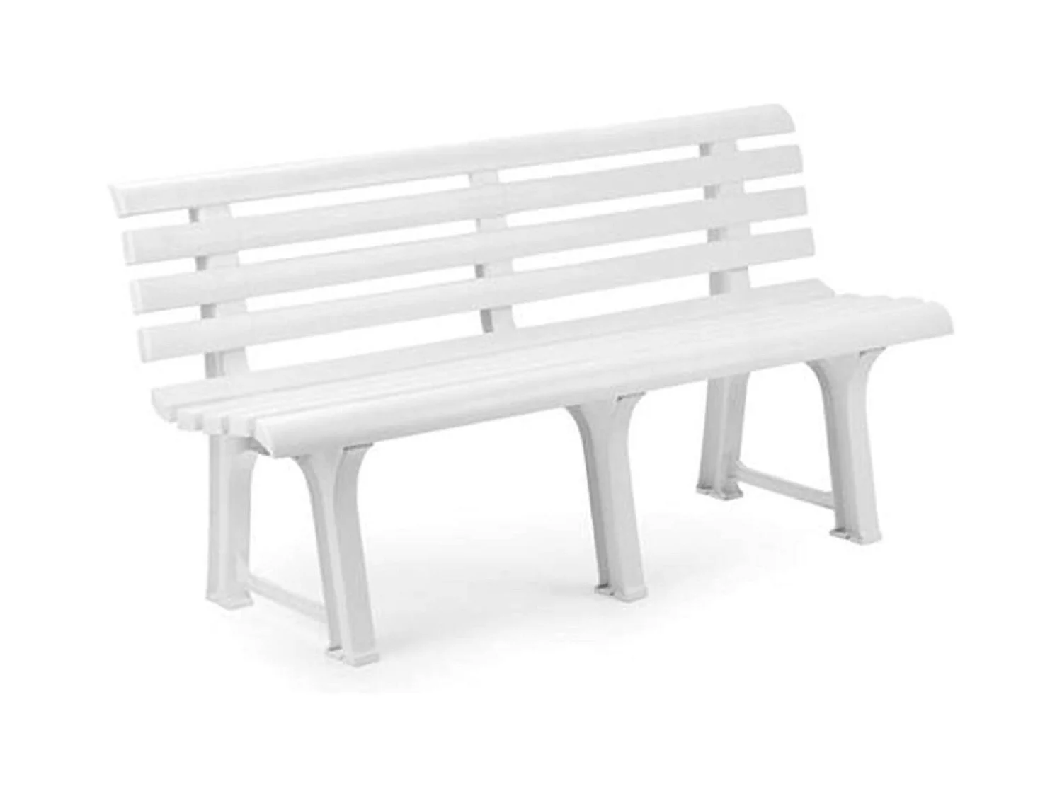 Banc d'extérieur Pomezia, Banc de jardin monobloc, Banc d'extérieur, 100% Made in Italy, 145x49h74 cm, Blanc