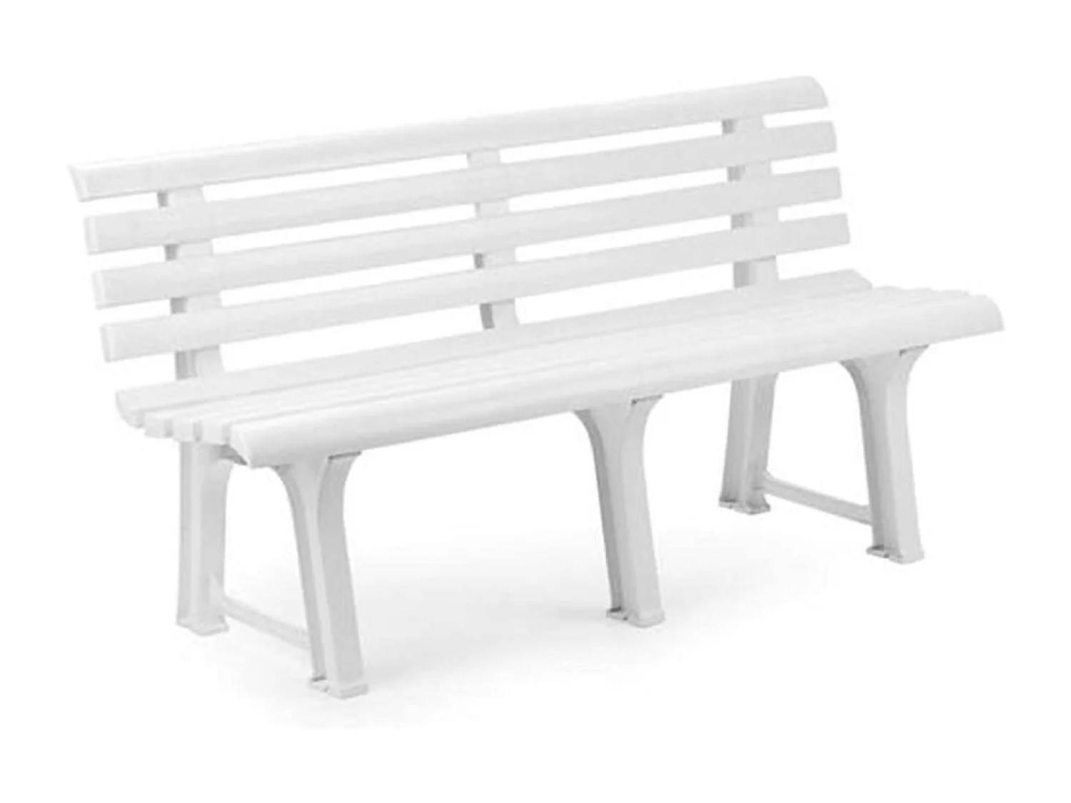 Buitenbank Pomezia, Monobloc tuinbank, Buitenbank, 100% Made in Italy, 145x49h74 cm, Wit